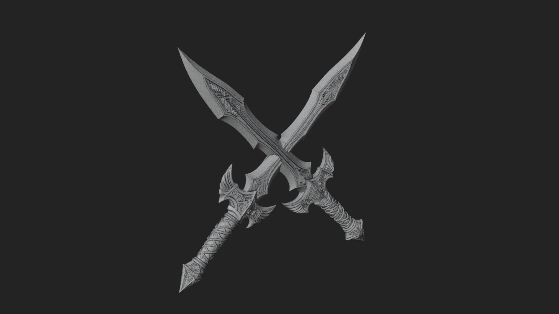 Winged Hilt Longsword Model Design 1 3D Print Model 3D Model