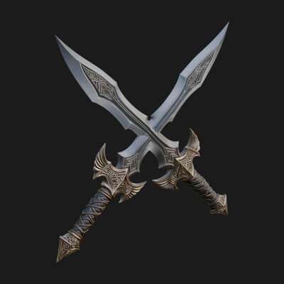 Winged Hilt Longsword Model Design 1 3D Print Model