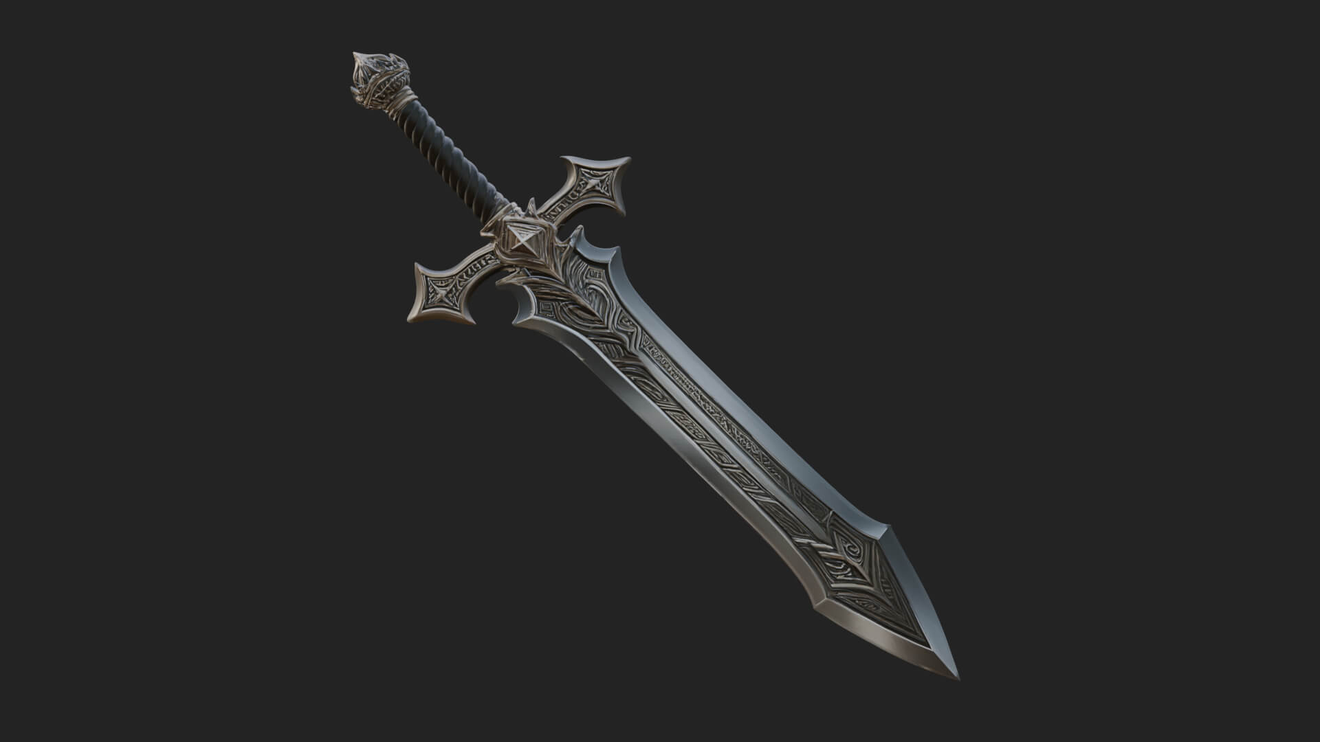 Winged Hilt Longsword Model Design 10 3D Print Model 3D Model