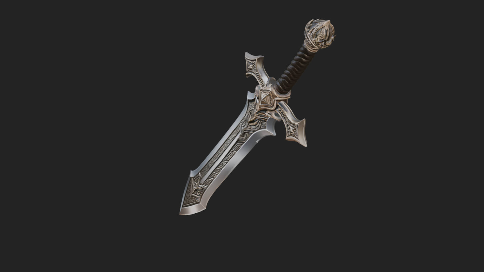 Winged Hilt Longsword Model Design 10 3D Print Model 3D Model