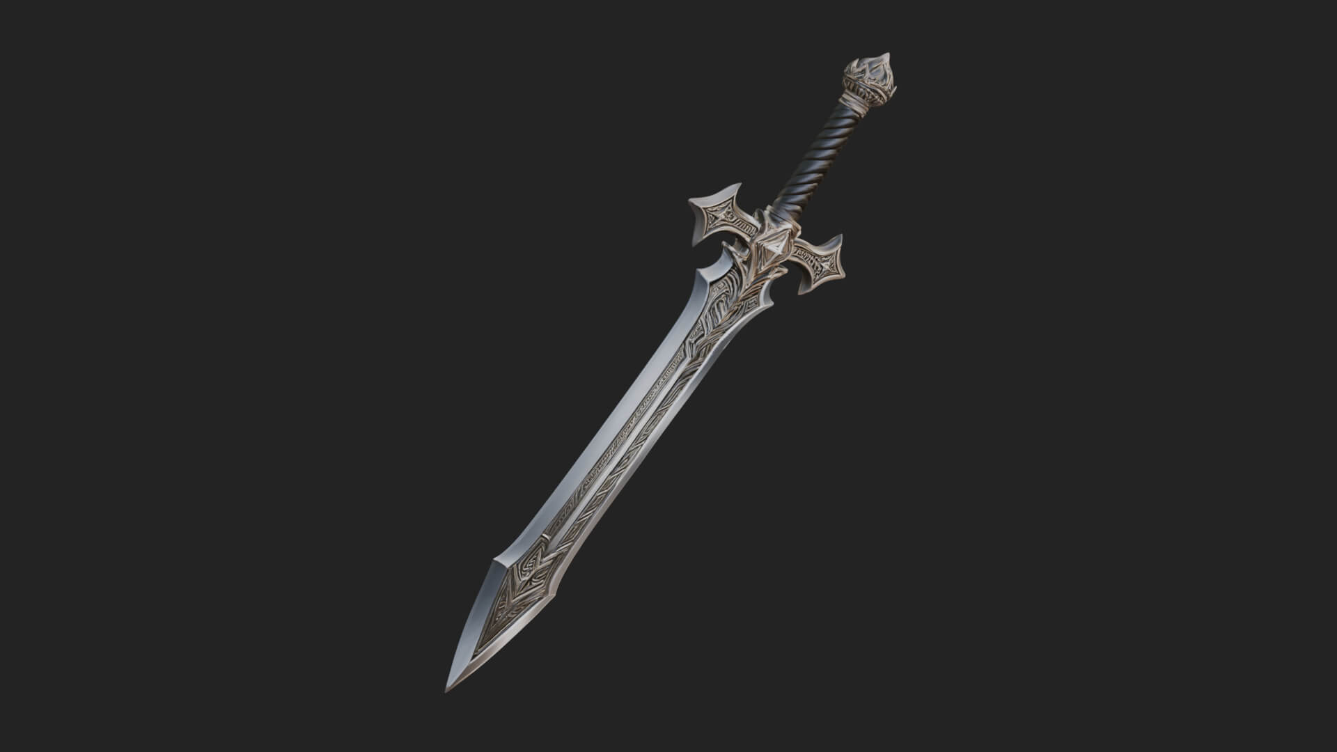 Winged Hilt Longsword Model Design 10 3D Print Model 3D Model