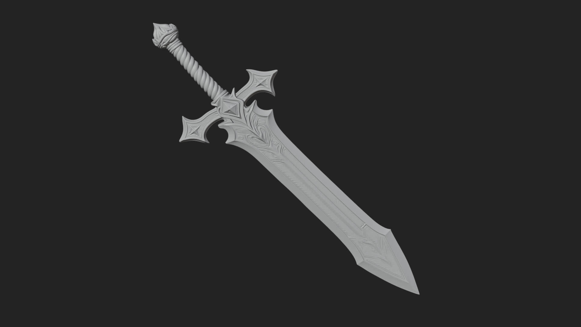 Winged Hilt Longsword Model Design 10 3D Print Model 3D Model