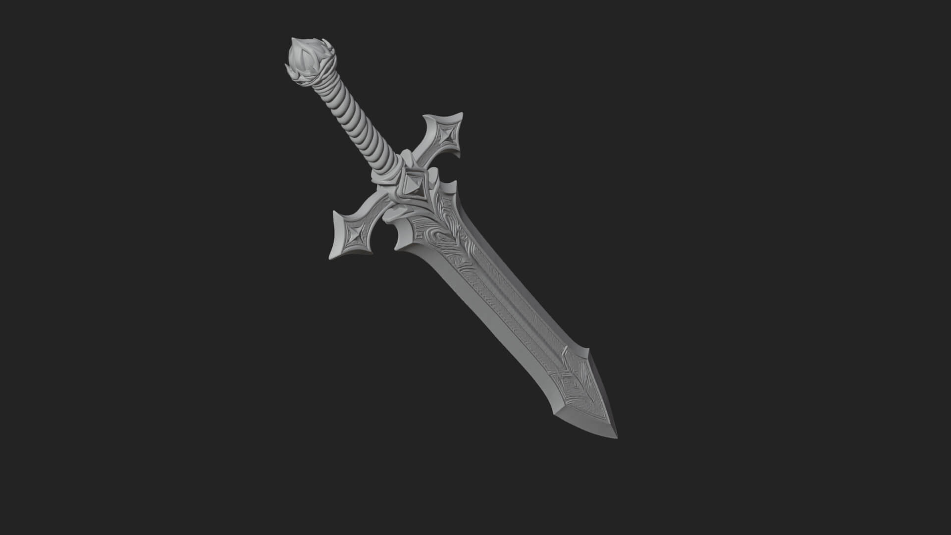 Winged Hilt Longsword Model Design 10 3D Print Model 3D Model