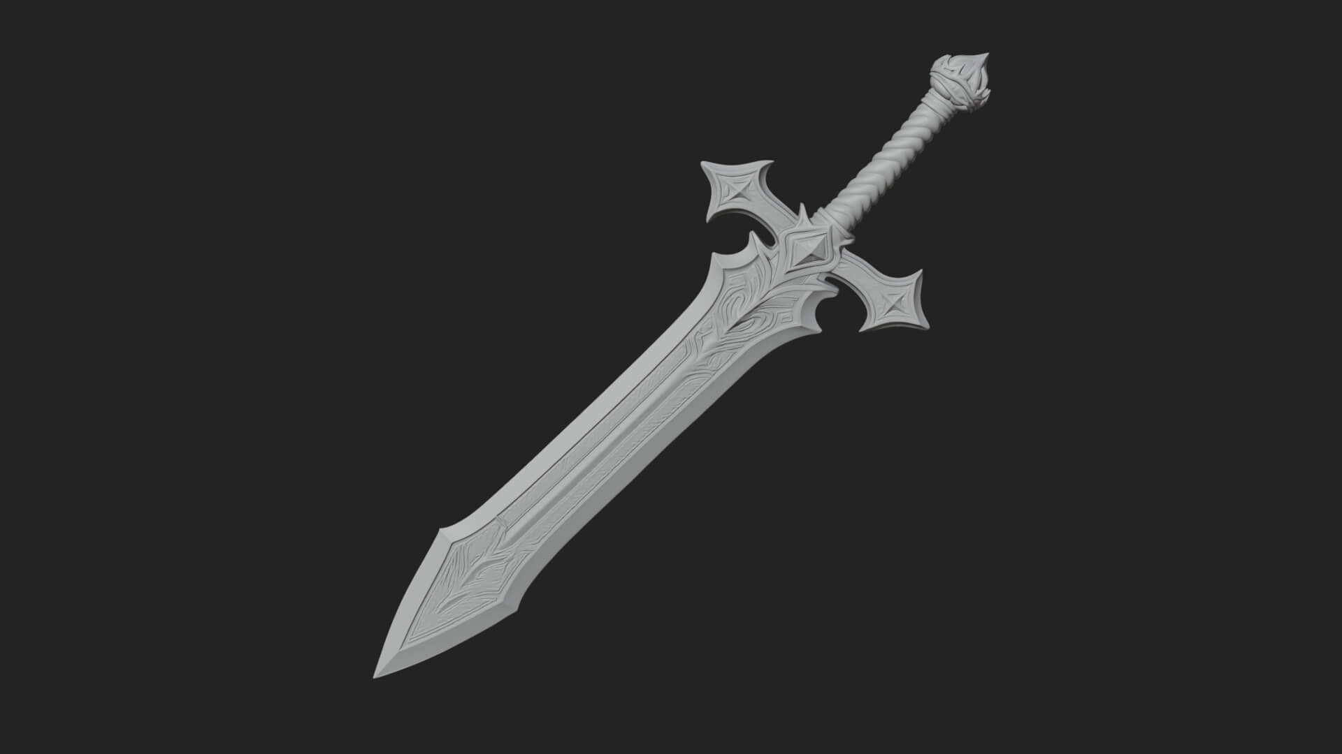 Winged Hilt Longsword Model Design 10 3D Print Model 3D Model