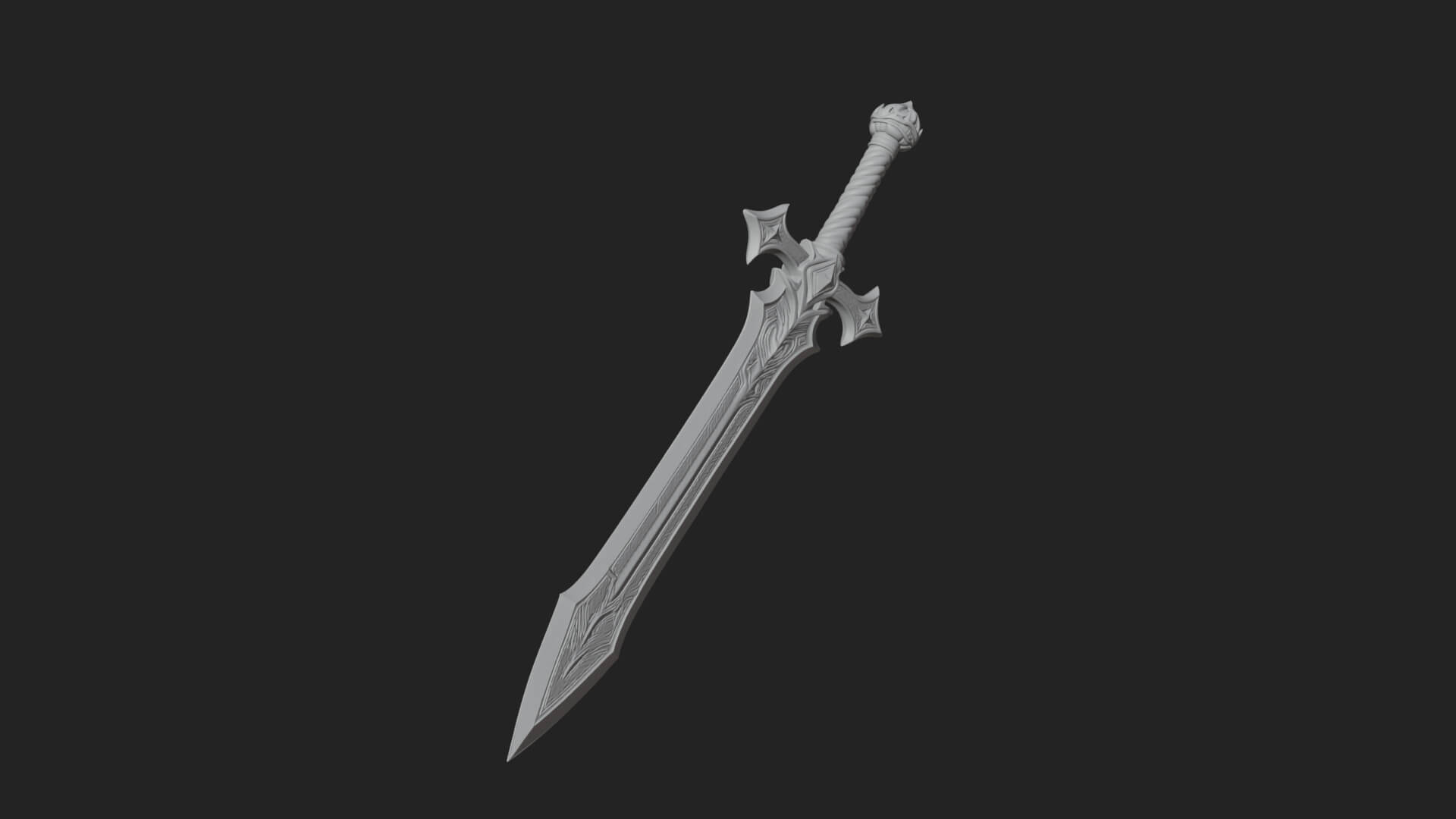 Winged Hilt Longsword Model Design 10 3D Print Model 3D Model