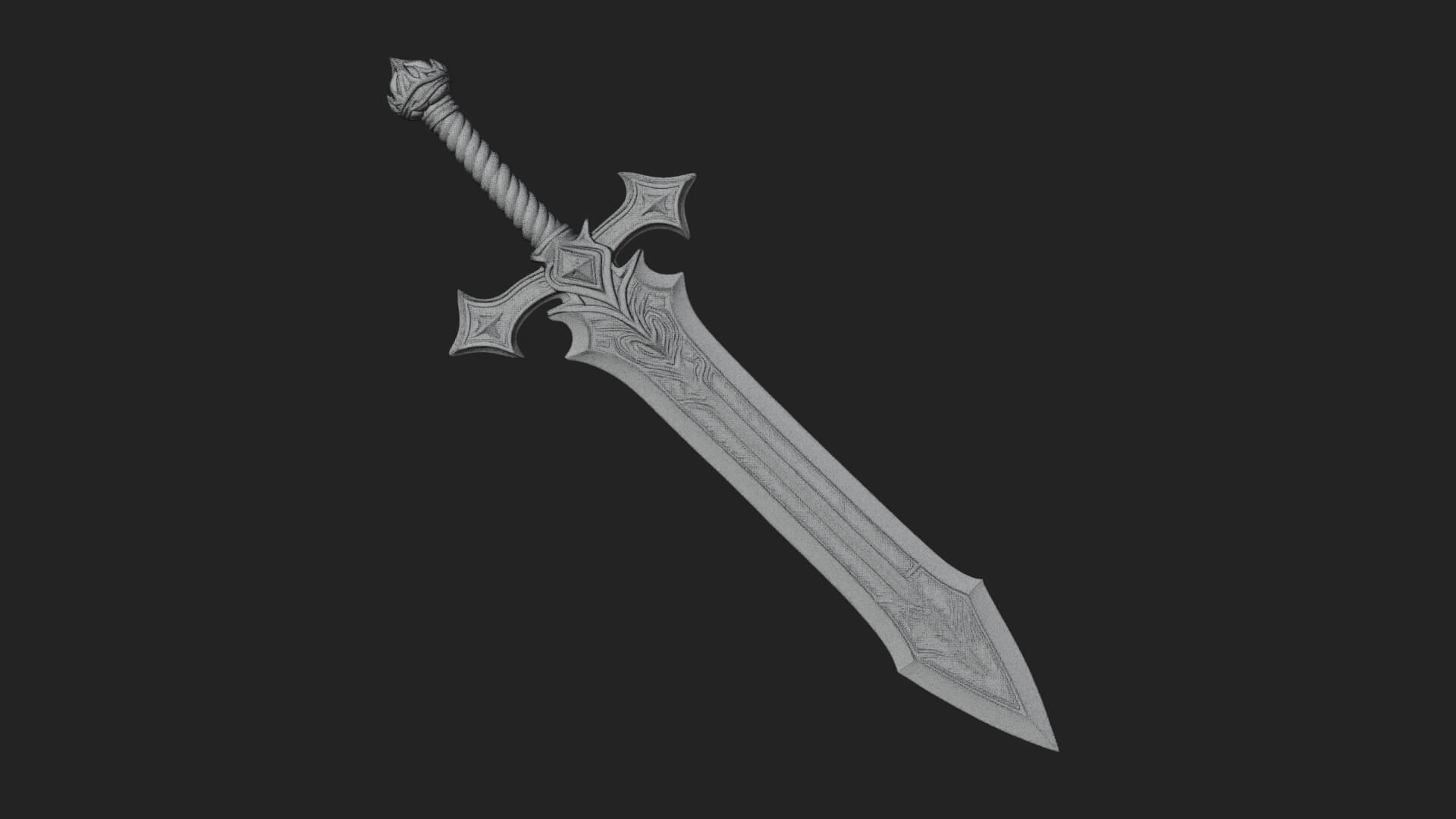 Winged Hilt Longsword Model Design 10 3D Print Model 3D Model