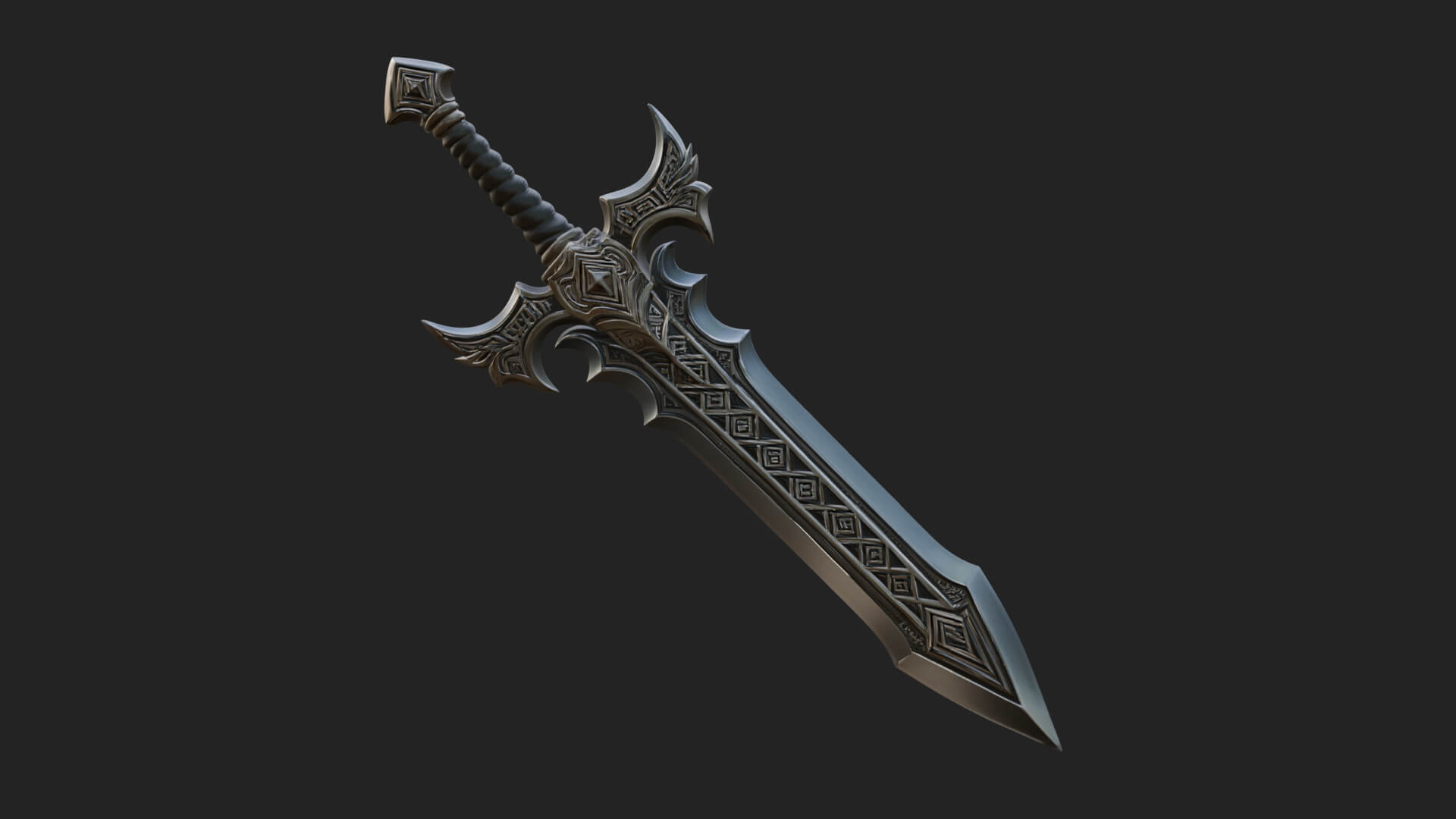 Winged Hilt Longsword Model Design 11 3D Print Model 3D Model
