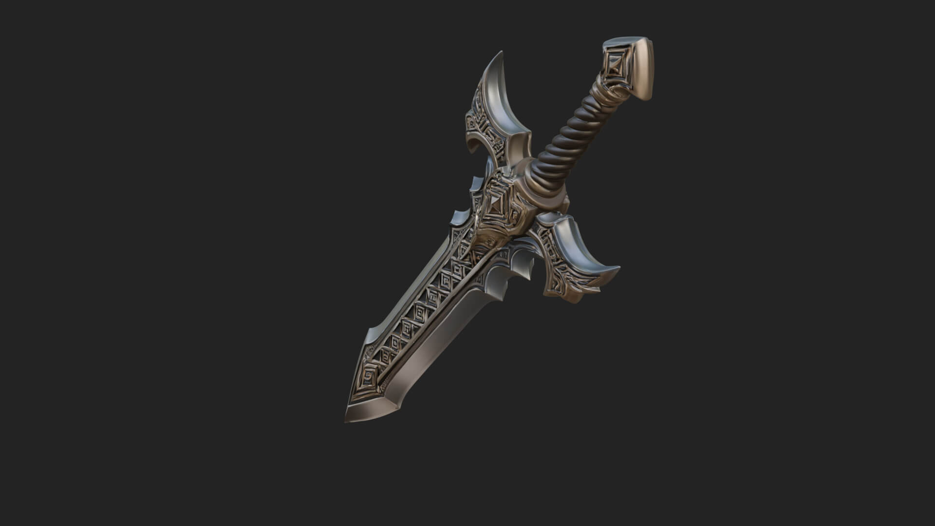 Winged Hilt Longsword Model Design 11 3D Print Model 3D Model