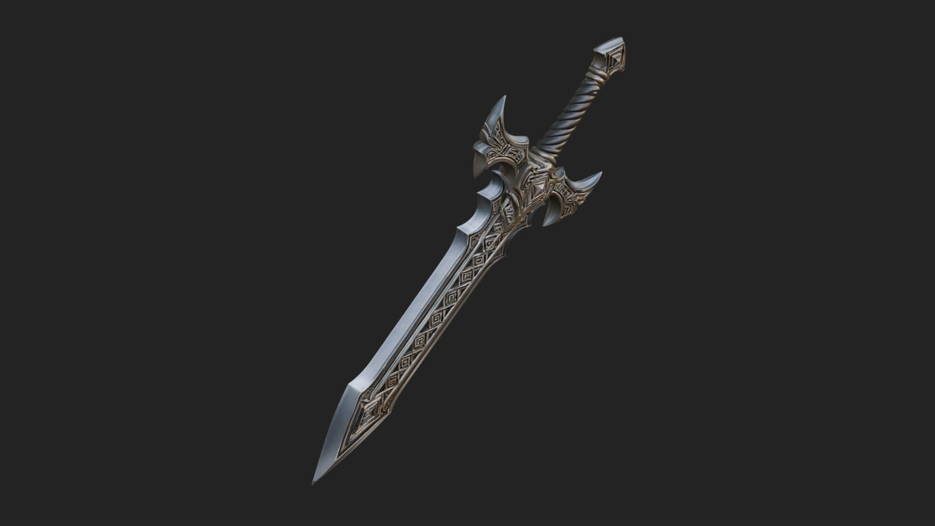 Winged Hilt Longsword Model Design 11 3D Print Model 3D Model