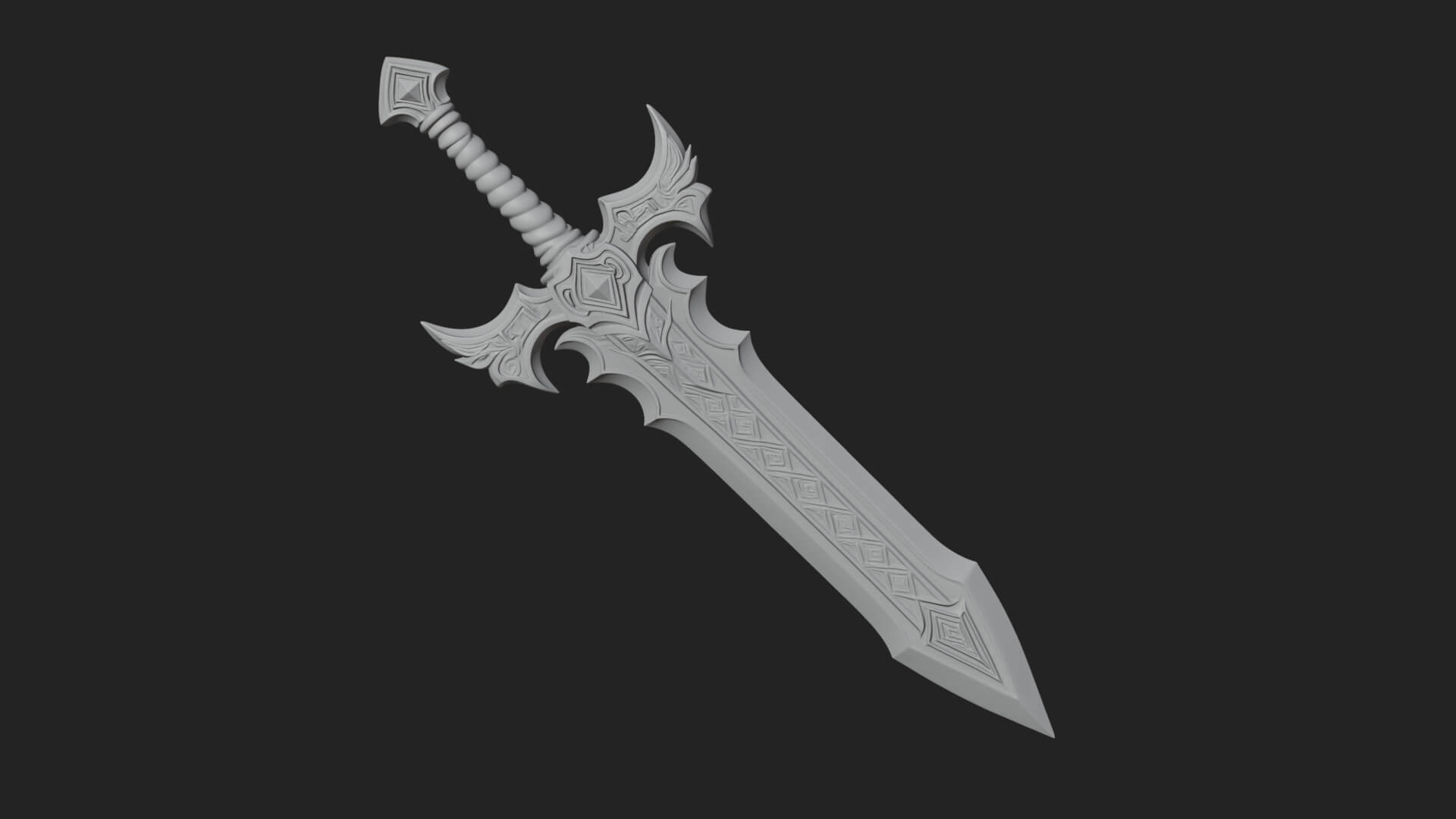 Winged Hilt Longsword Model Design 11 3D Print Model 3D Model