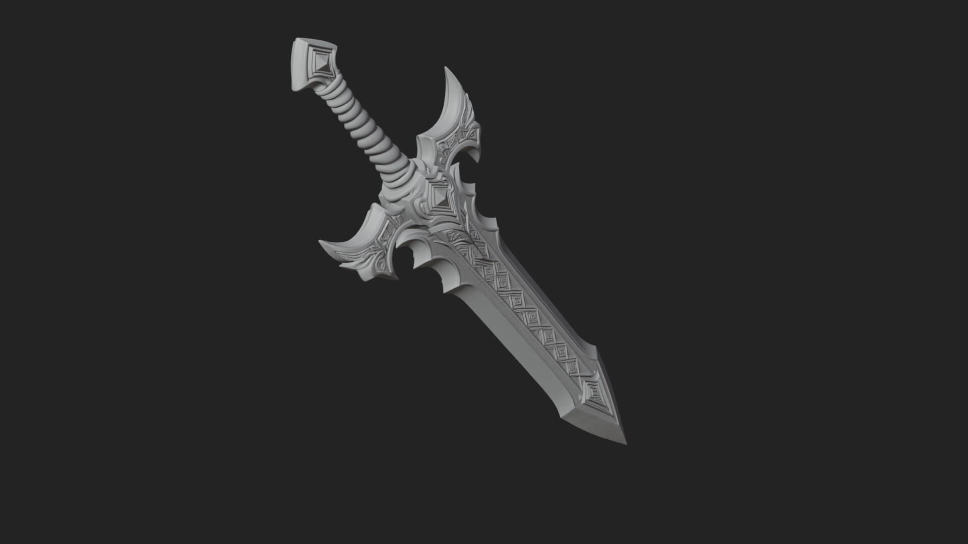 Winged Hilt Longsword Model Design 11 3D Print Model 3D Model