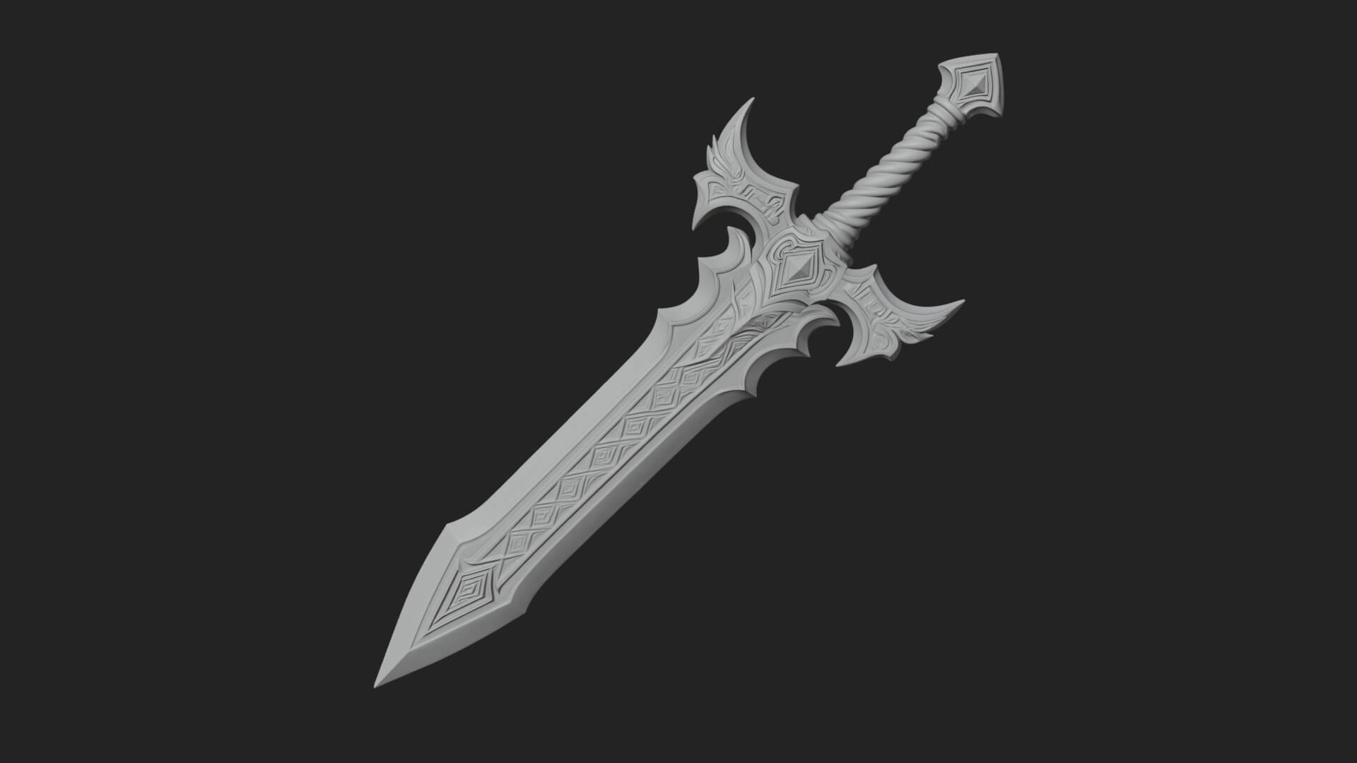 Winged Hilt Longsword Model Design 11 3D Print Model 3D Model