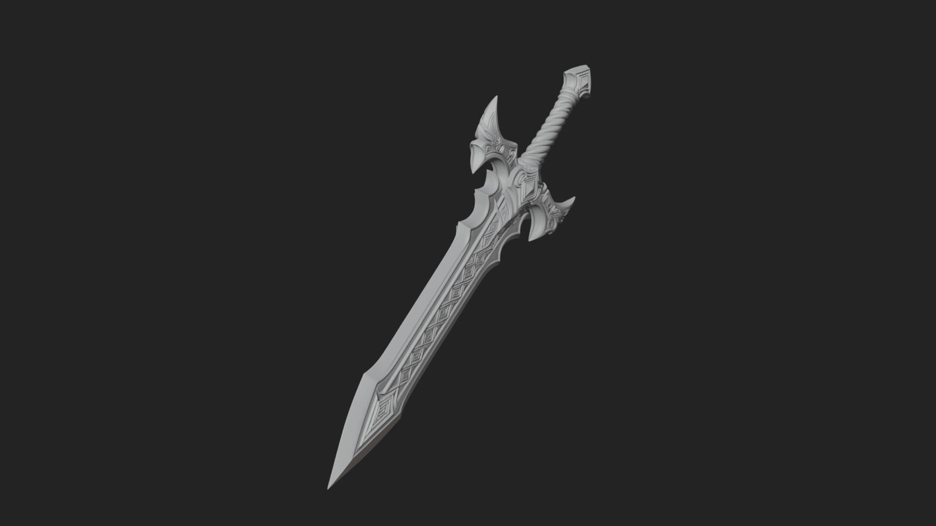 Winged Hilt Longsword Model Design 11 3D Print Model 3D Model