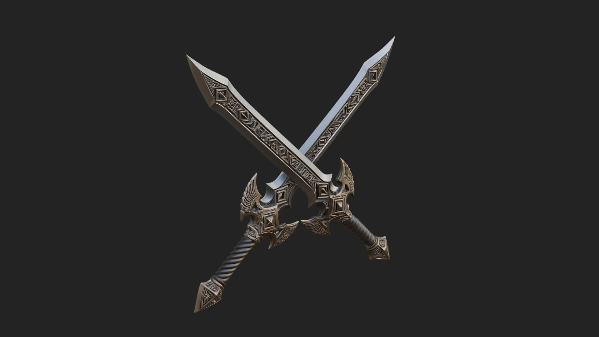 Winged Hilt Longsword Model Design 12 3D Print Model 3D Model