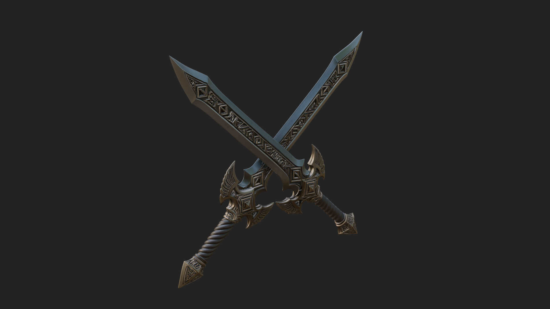 Winged Hilt Longsword Model Design 12 3D Print Model 3D Model
