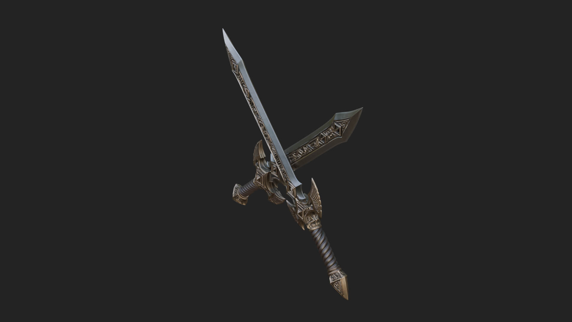 Winged Hilt Longsword Model Design 12 3D Print Model 3D Model