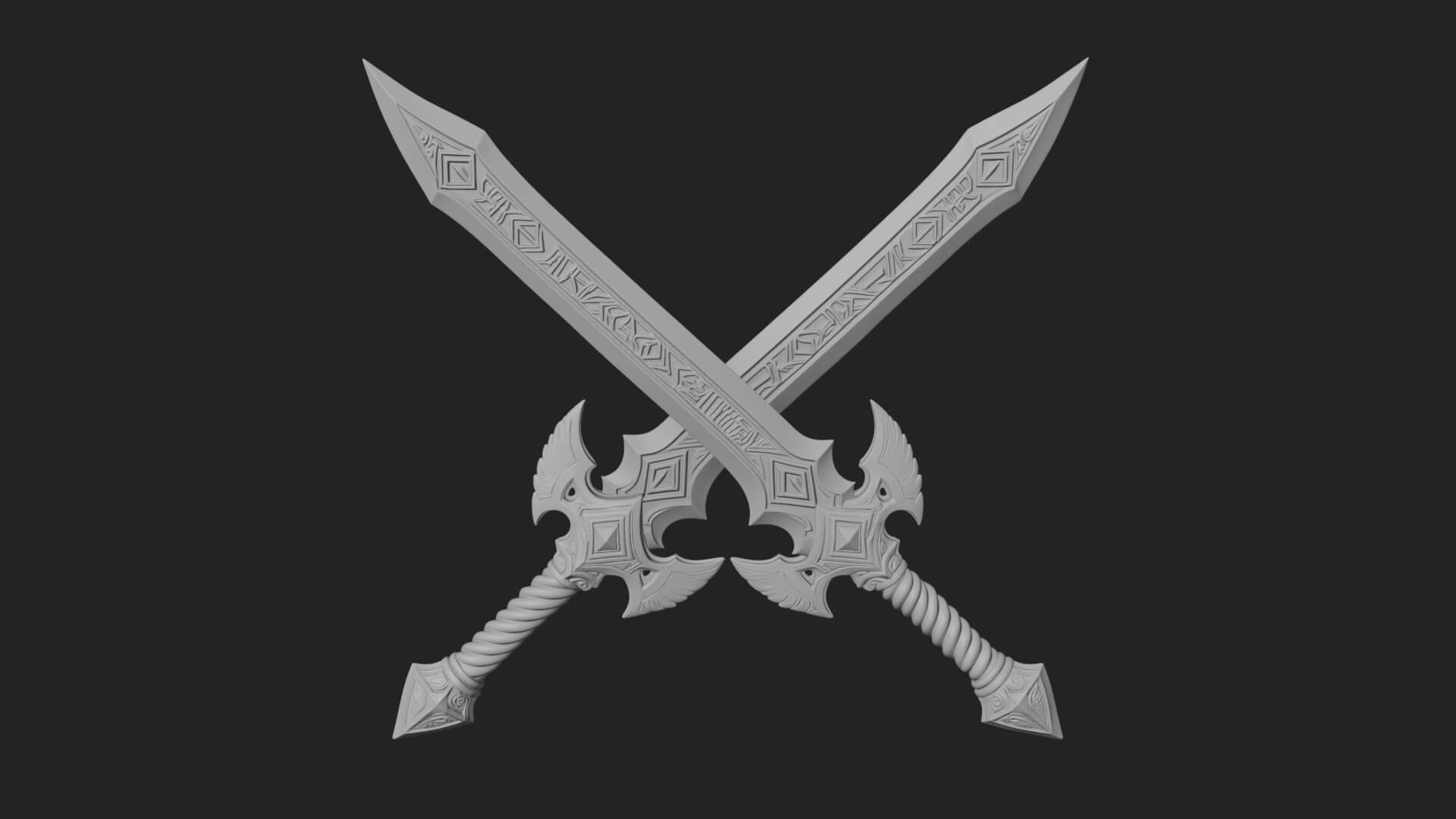 Winged Hilt Longsword Model Design 12 3D Print Model 3D Model