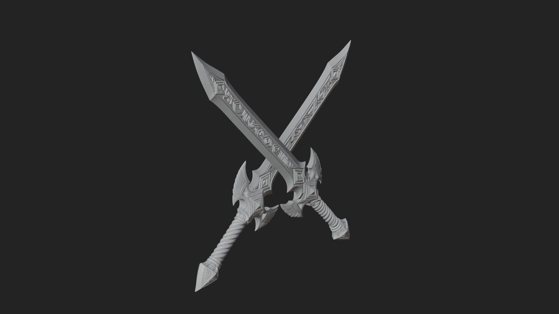Winged Hilt Longsword Model Design 12 3D Print Model 3D Model