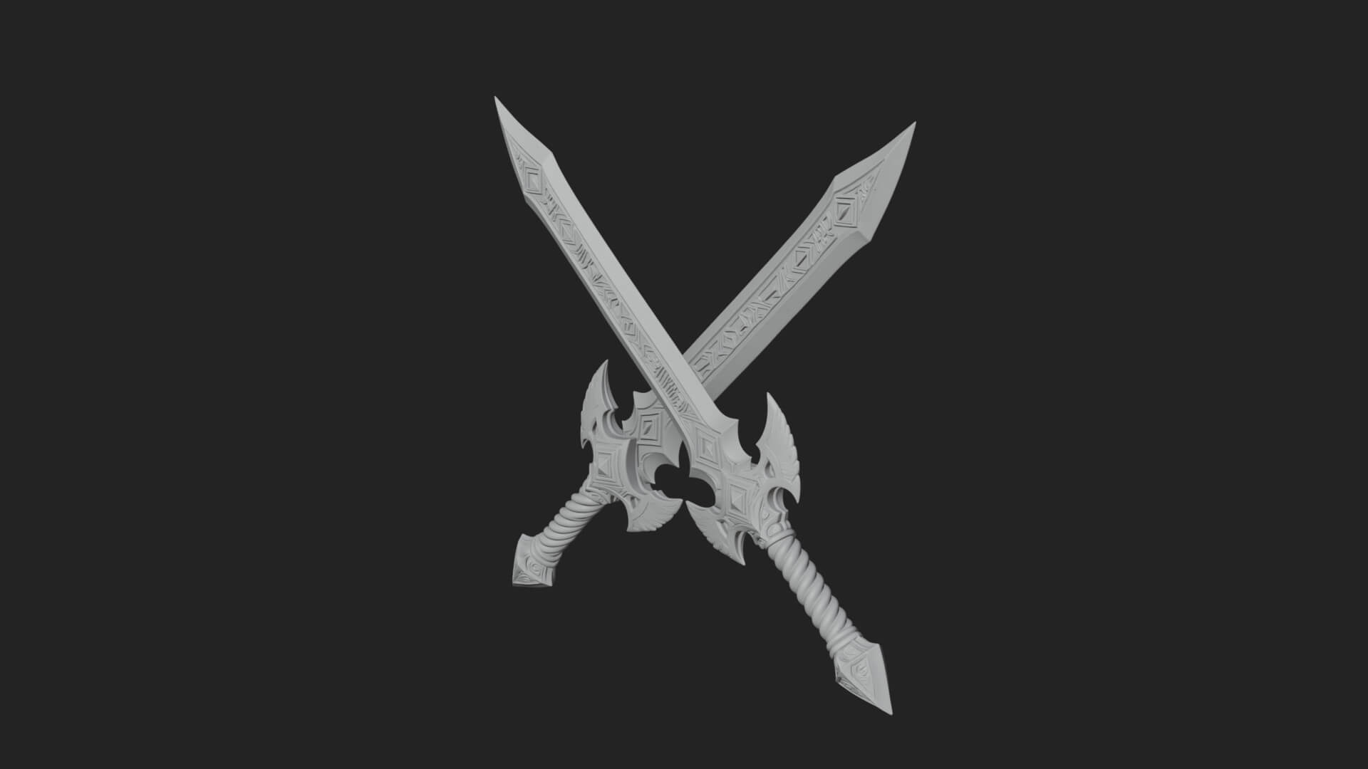 Winged Hilt Longsword Model Design 12 3D Print Model 3D Model