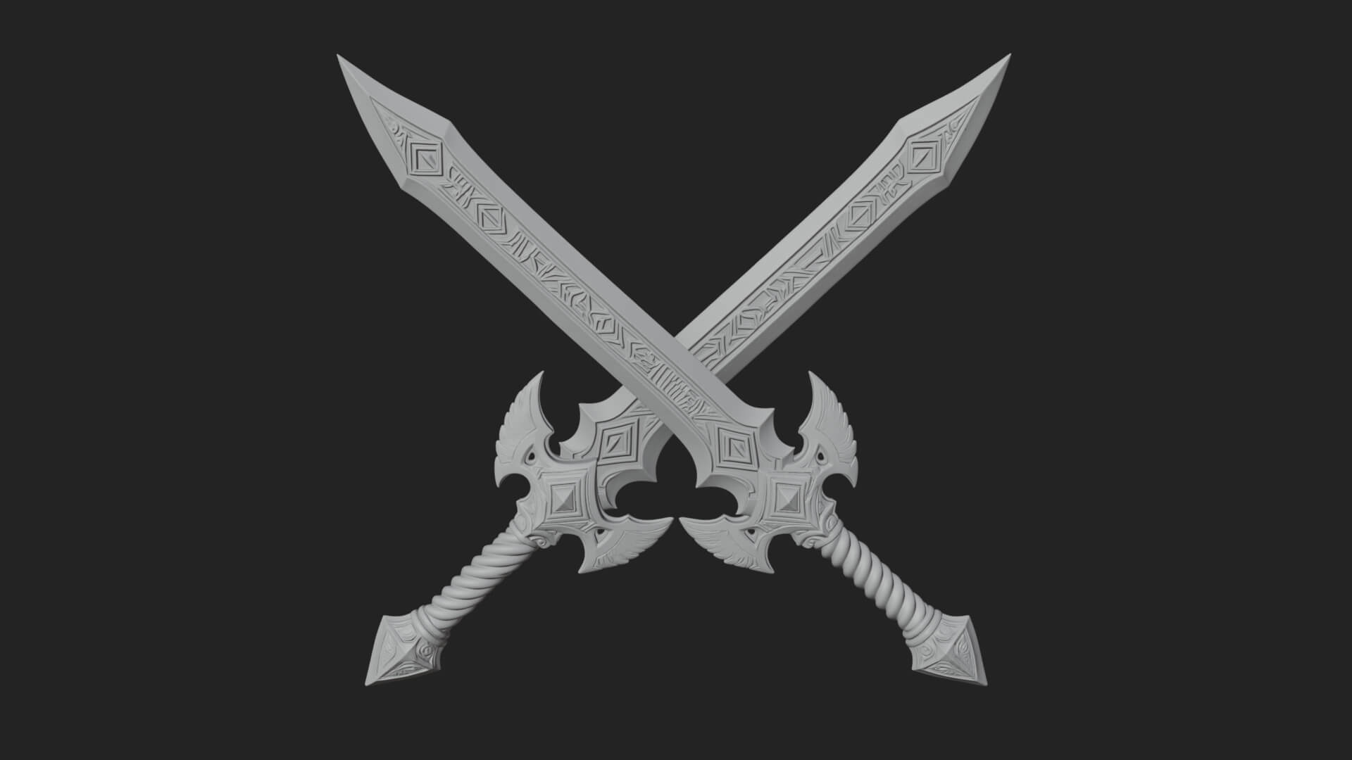 Winged Hilt Longsword Model Design 12 3D Print Model 3D Model