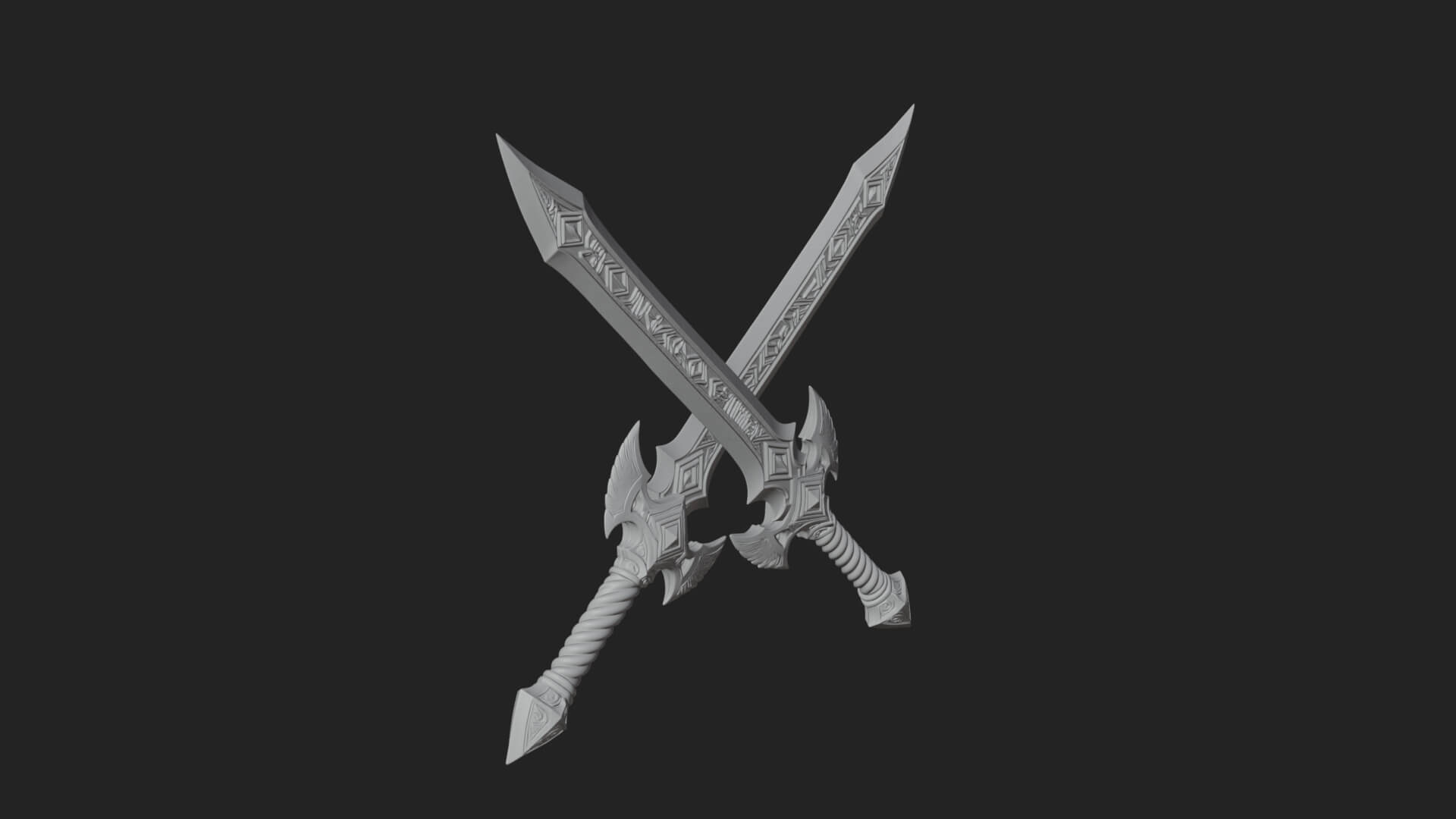Winged Hilt Longsword Model Design 12 3D Print Model 3D Model