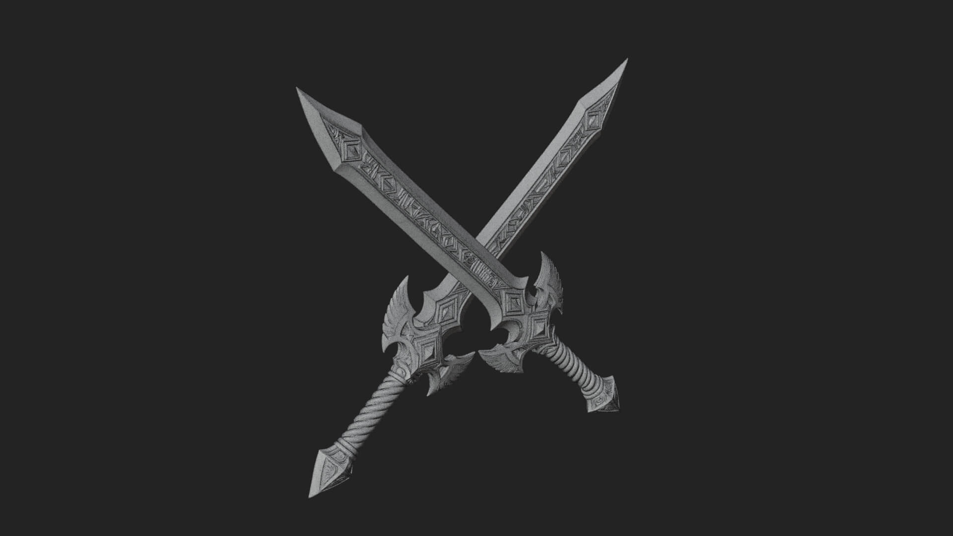 Winged Hilt Longsword Model Design 12 3D Print Model 3D Model