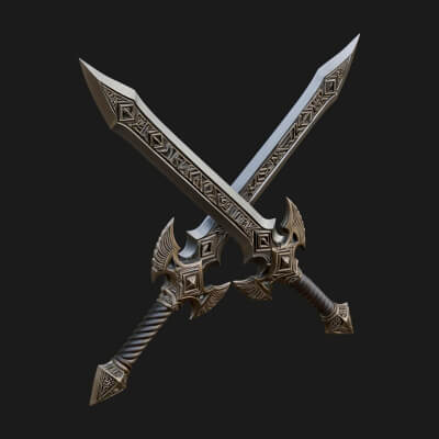 Winged Hilt Longsword Model Design 12 3D Print Model