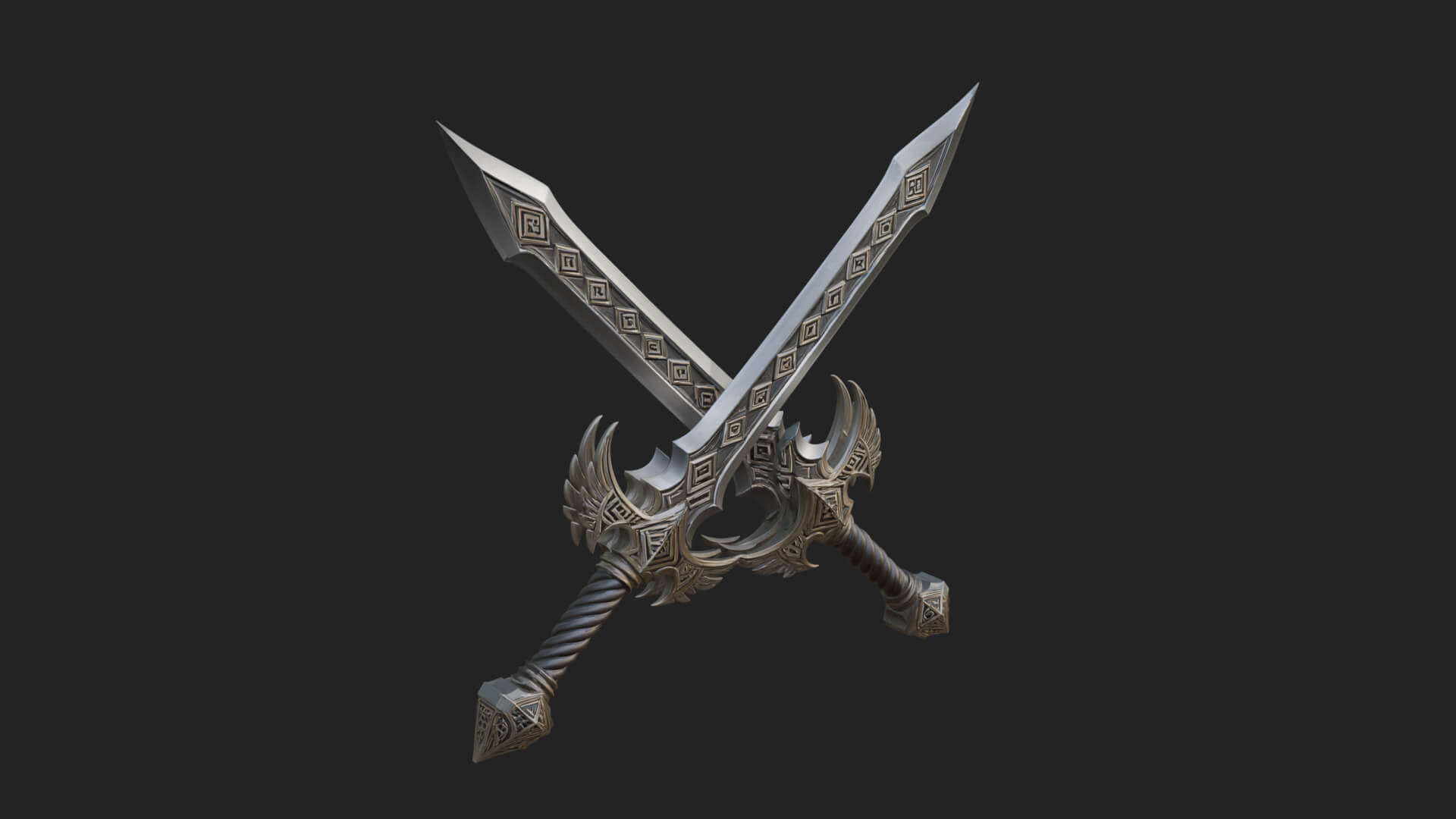 Winged Hilt Longsword Model Design 13 3D Print Model 3D Model