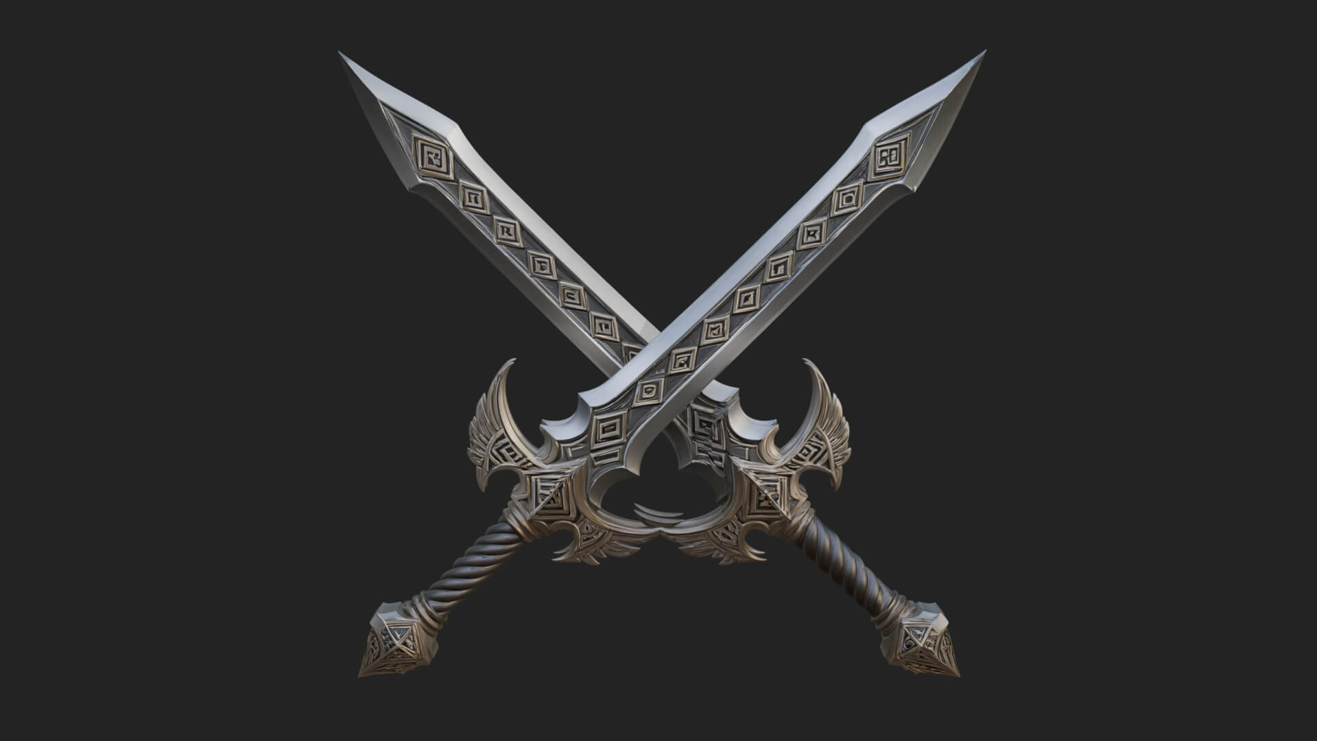 Winged Hilt Longsword Model Design 13 3D Print Model 3D Model