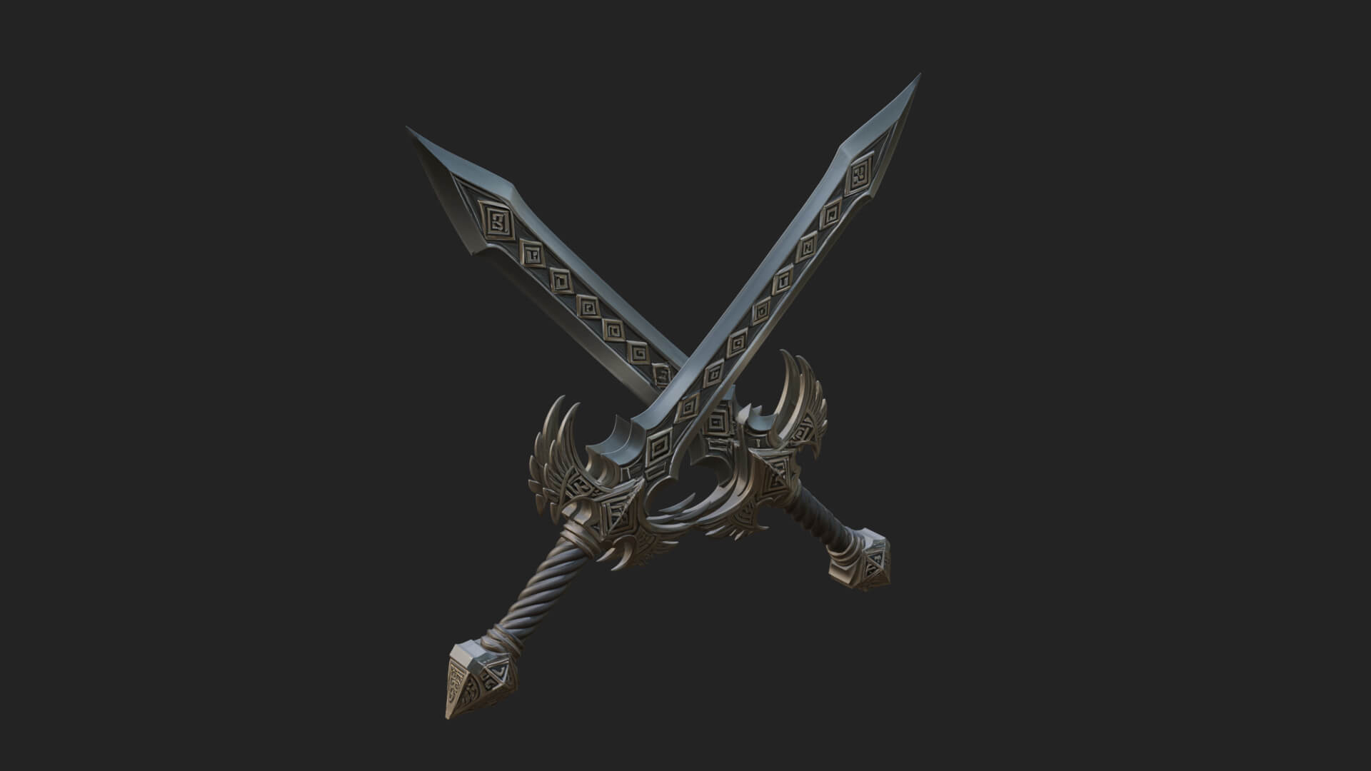 Winged Hilt Longsword Model Design 13 3D Print Model 3D Model