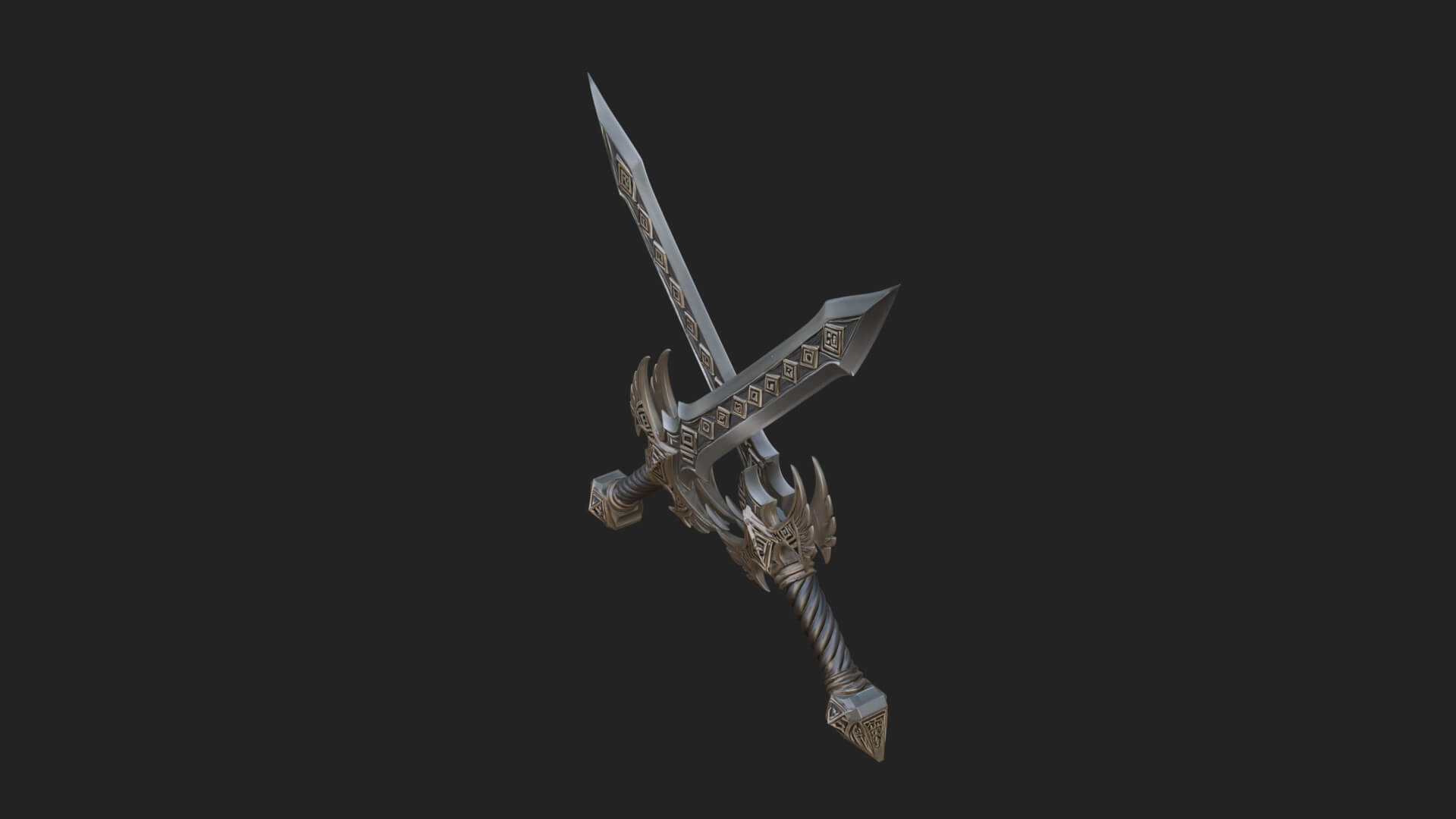 Winged Hilt Longsword Model Design 13 3D Print Model 3D Model