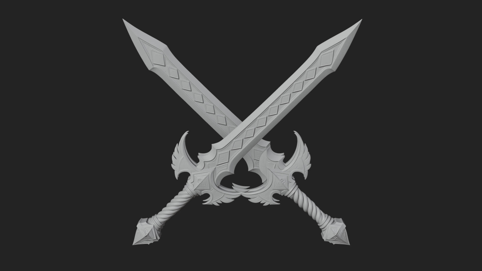 Winged Hilt Longsword Model Design 13 3D Print Model 3D Model
