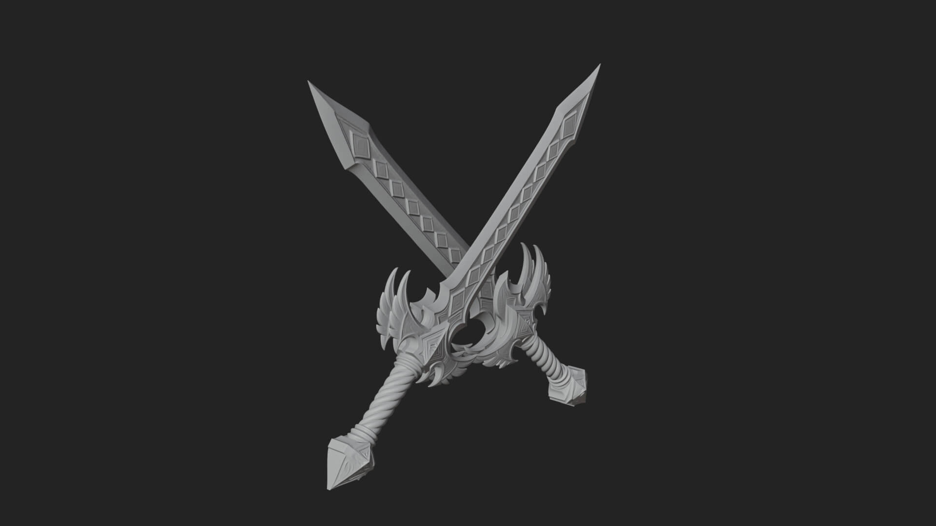 Winged Hilt Longsword Model Design 13 3D Print Model 3D Model