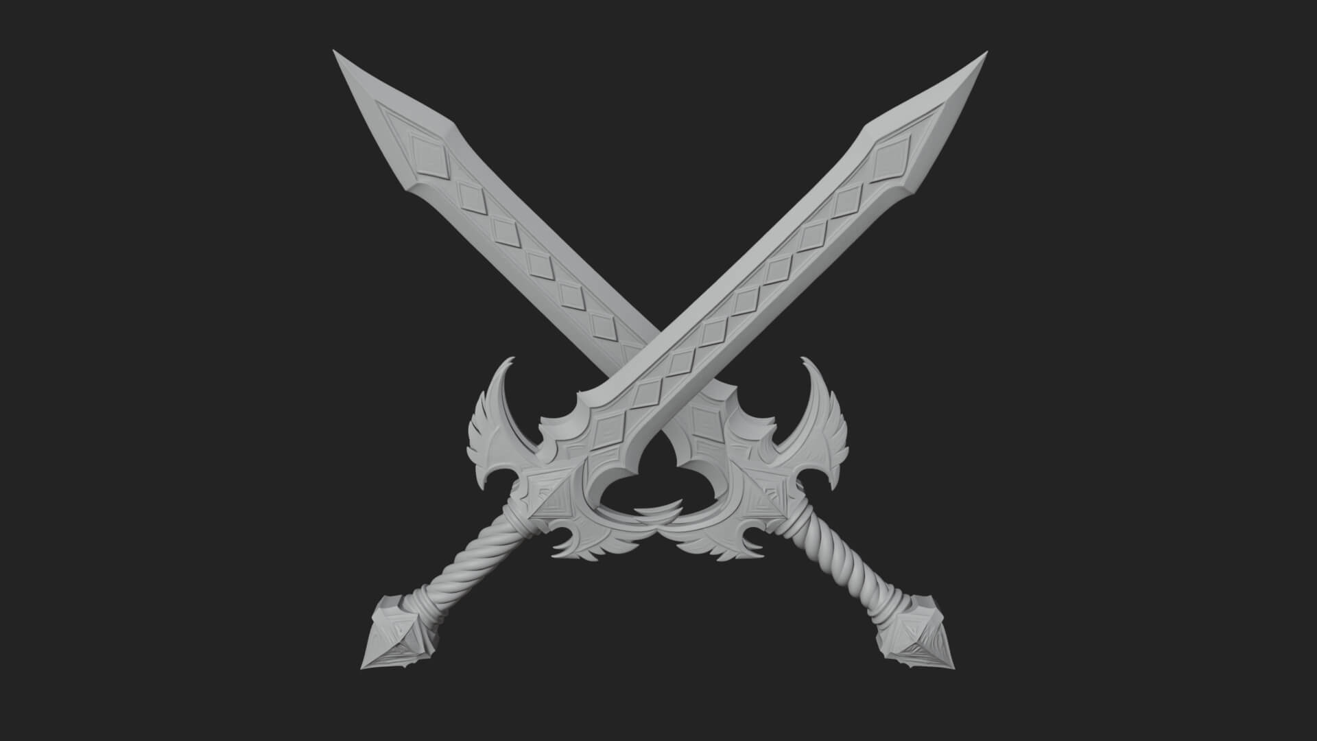 Winged Hilt Longsword Model Design 13 3D Print Model 3D Model