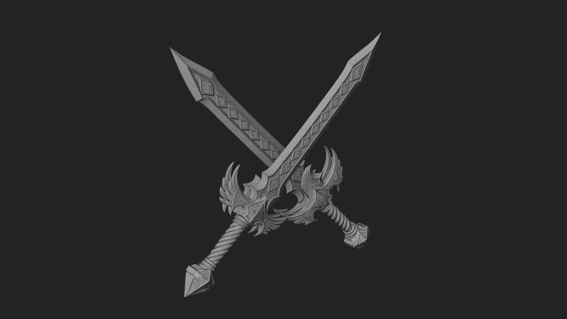 Winged Hilt Longsword Model Design 13 3D Print Model 3D Model