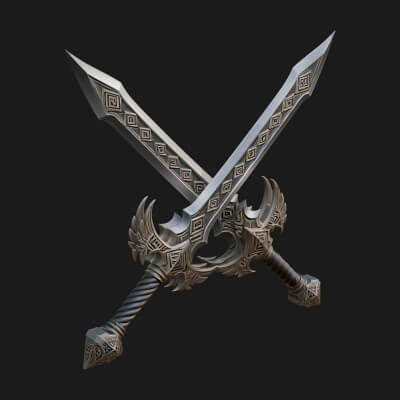 Winged Hilt Longsword Model Design 13 3D Print Model