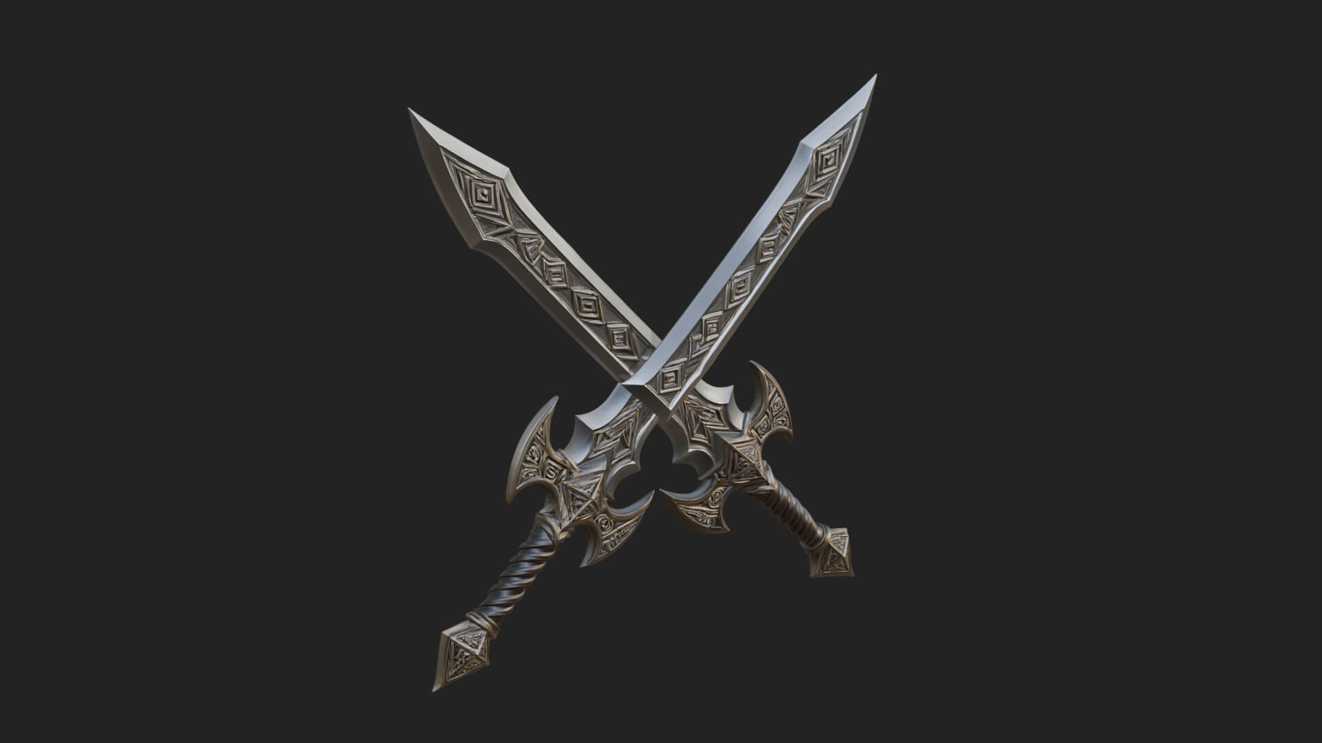 Winged Hilt Longsword Model Design 14 3D Print Model 3D Model