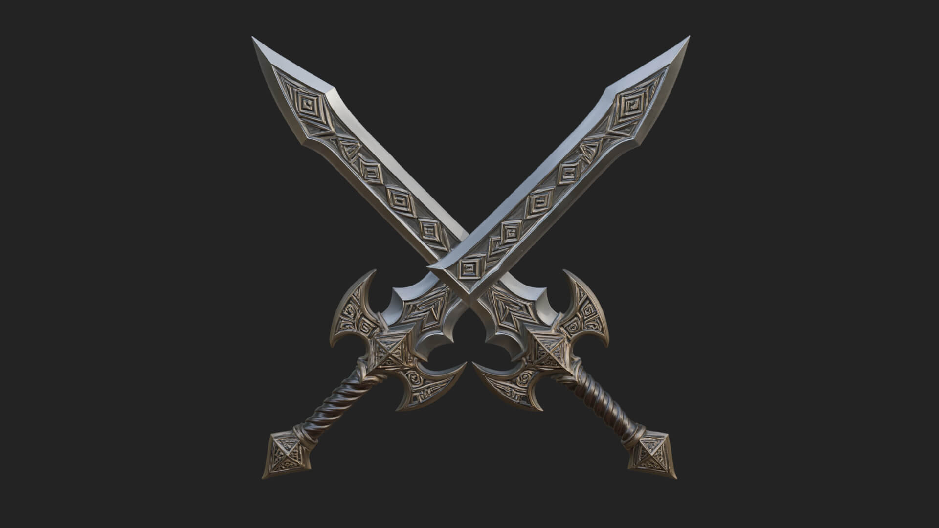 Winged Hilt Longsword Model Design 14 3D Print Model 3D Model