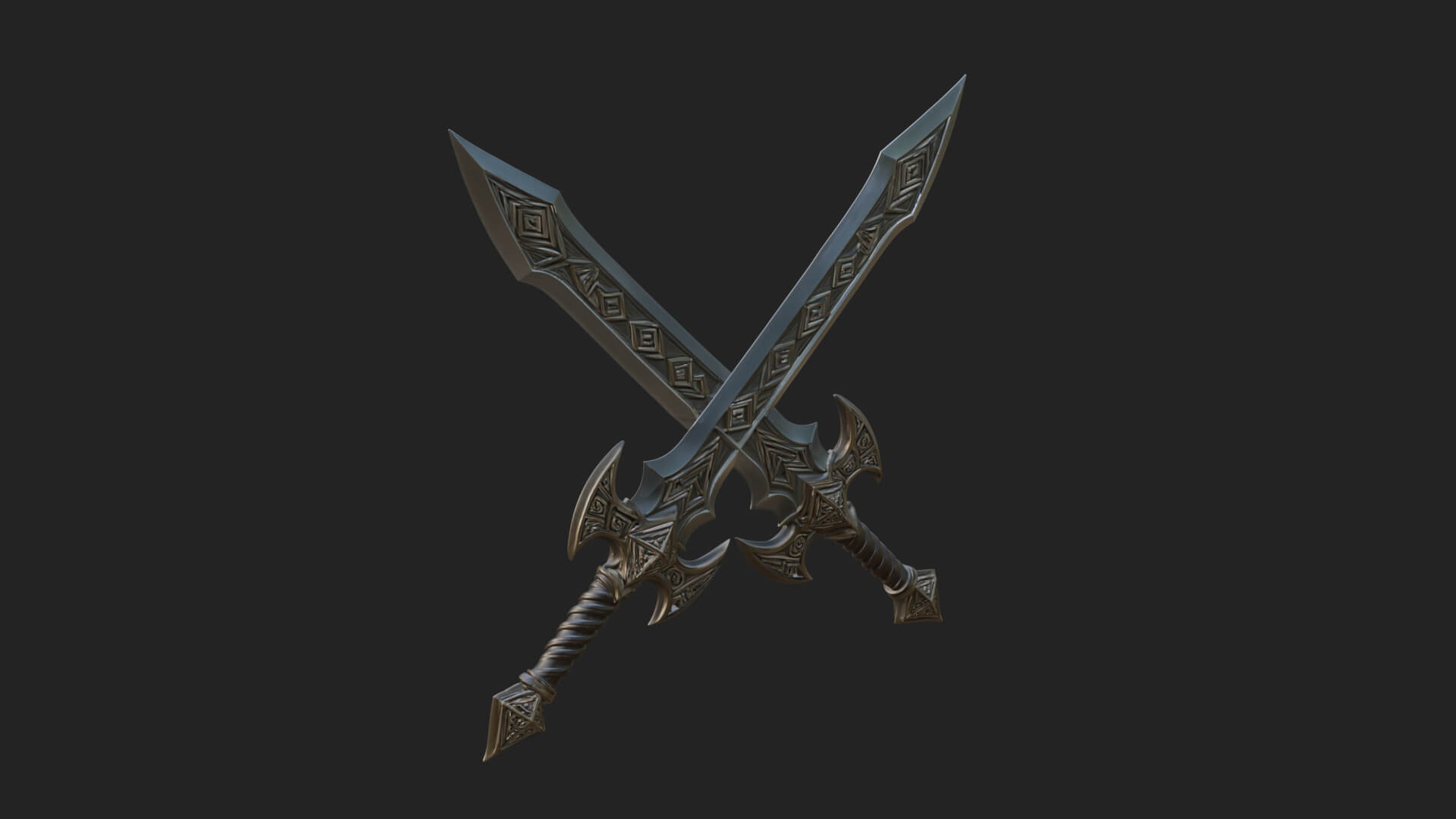 Winged Hilt Longsword Model Design 14 3D Print Model 3D Model