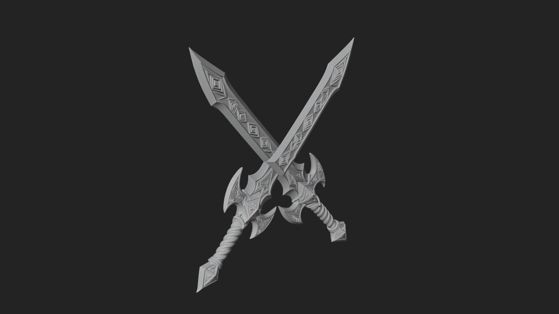 Winged Hilt Longsword Model Design 14 3D Print Model 3D Model