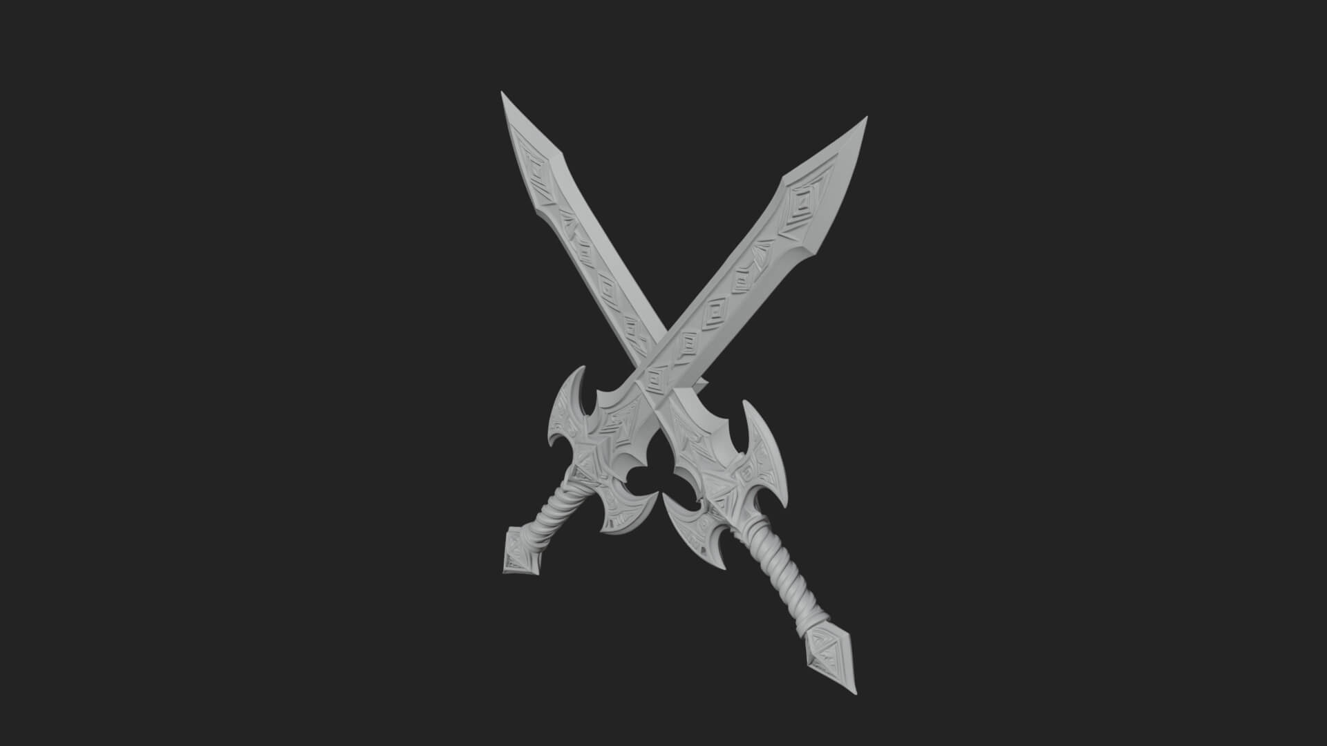 Winged Hilt Longsword Model Design 14 3D Print Model 3D Model