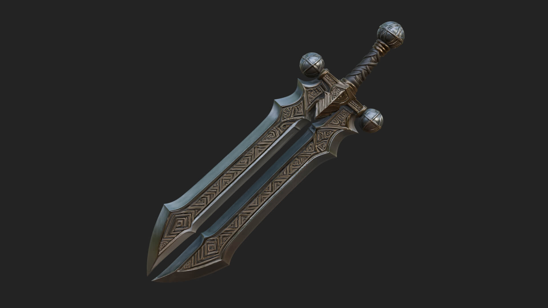 Winged Hilt Longsword Model Design 15 3D Print Model 3D Model