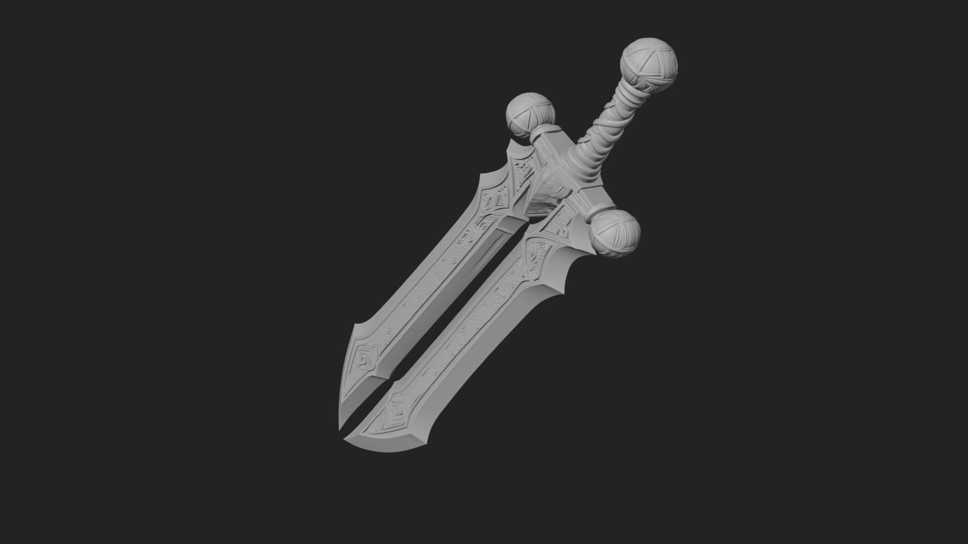 Winged Hilt Longsword Model Design 15 3D Print Model 3D Model