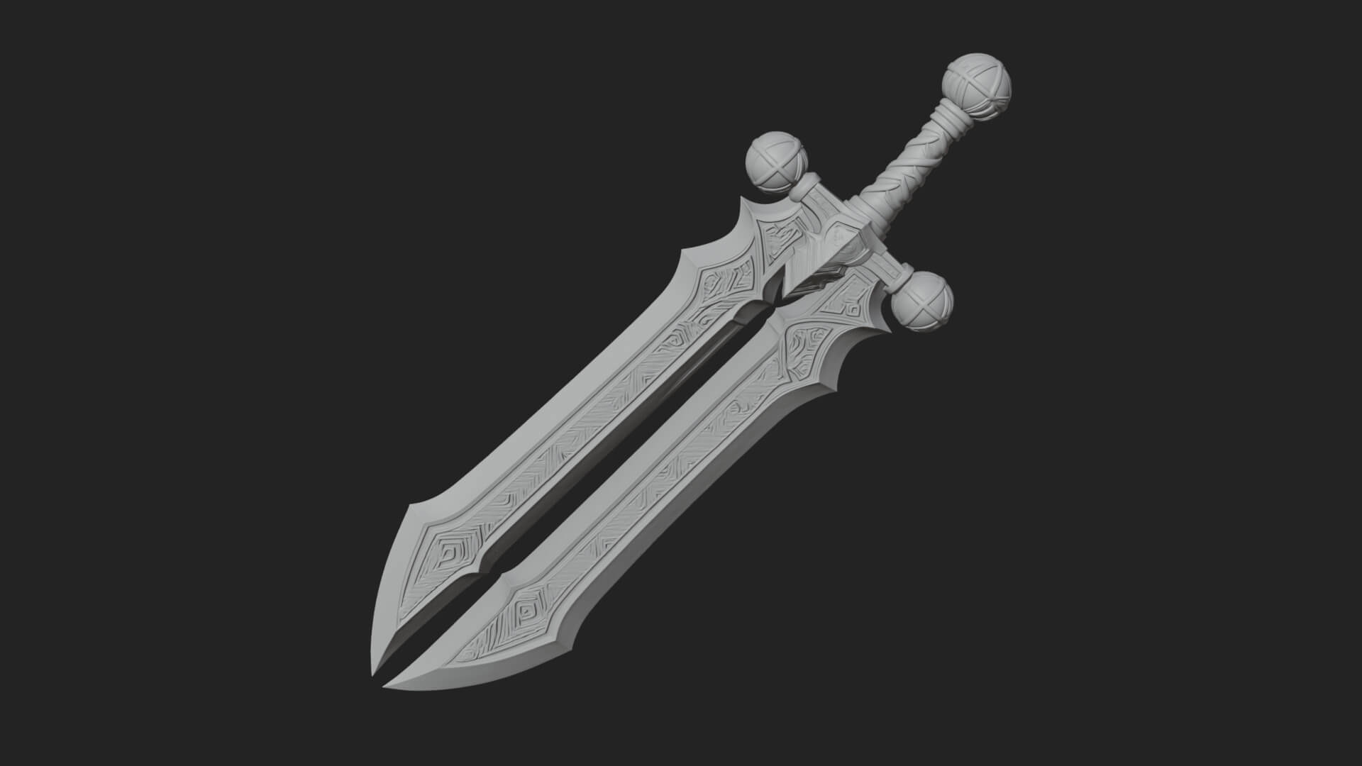 Winged Hilt Longsword Model Design 15 3D Print Model 3D Model