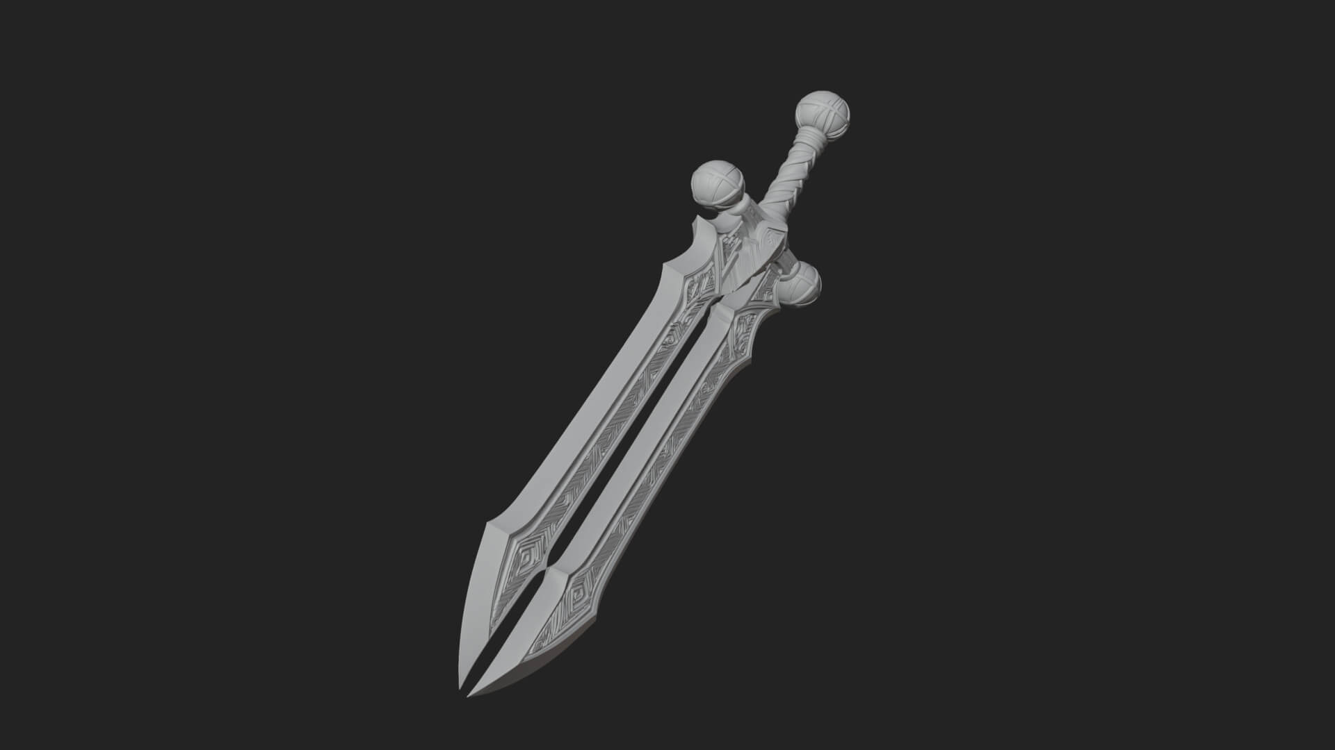 Winged Hilt Longsword Model Design 15 3D Print Model 3D Model