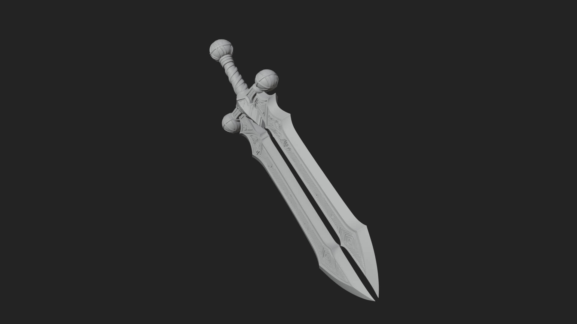 Winged Hilt Longsword Model Design 15 3D Print Model 3D Model