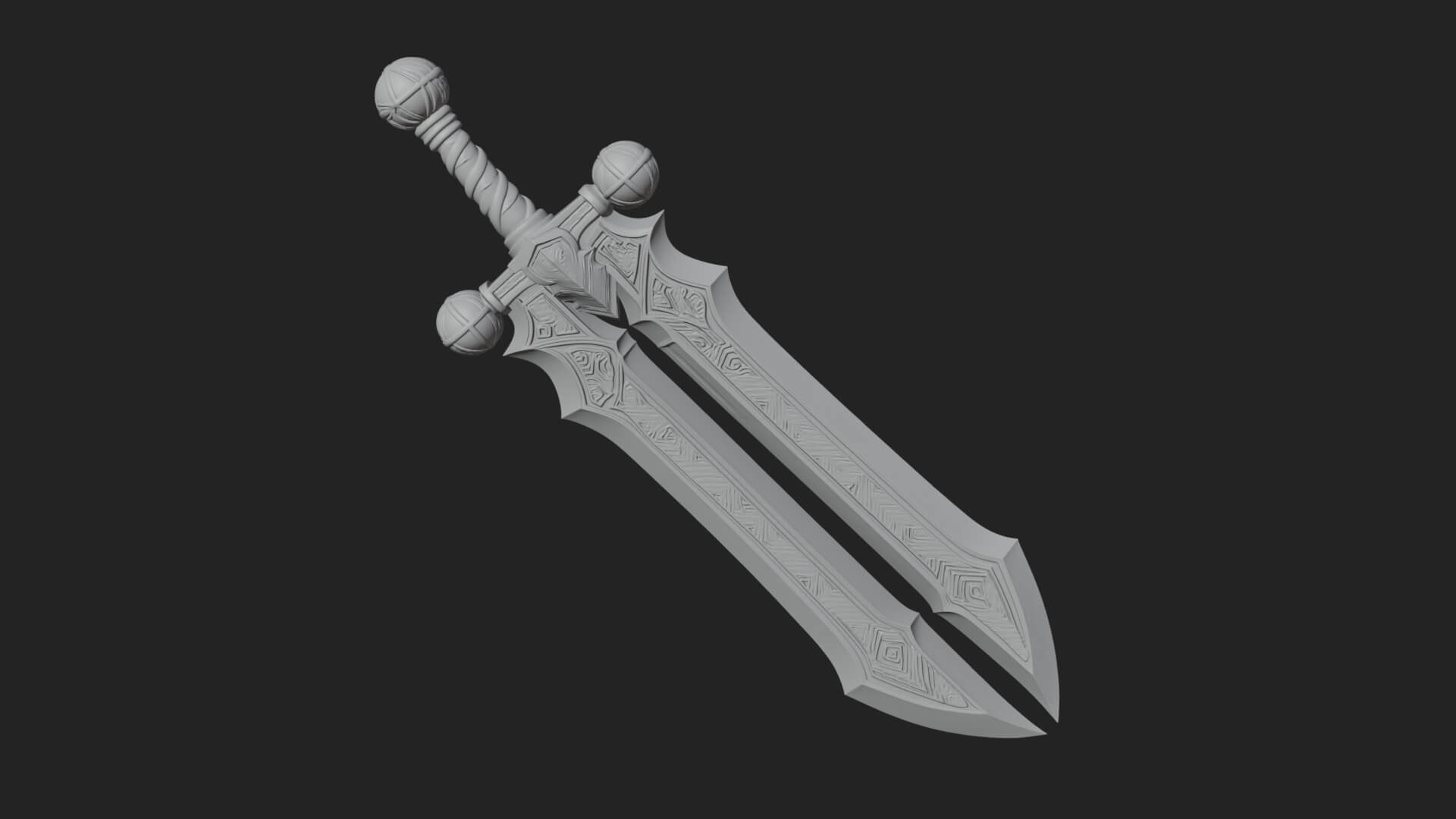 Winged Hilt Longsword Model Design 15 3D Print Model 3D Model