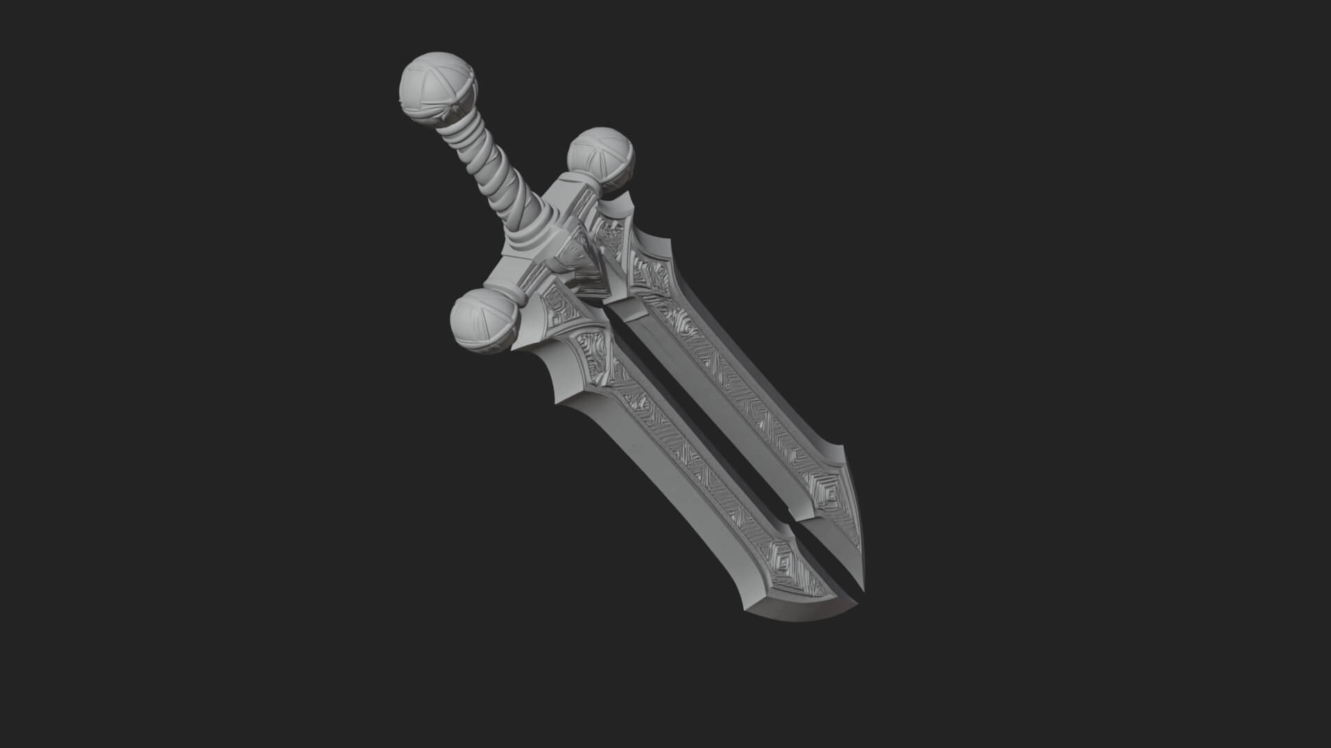 Winged Hilt Longsword Model Design 15 3D Print Model 3D Model