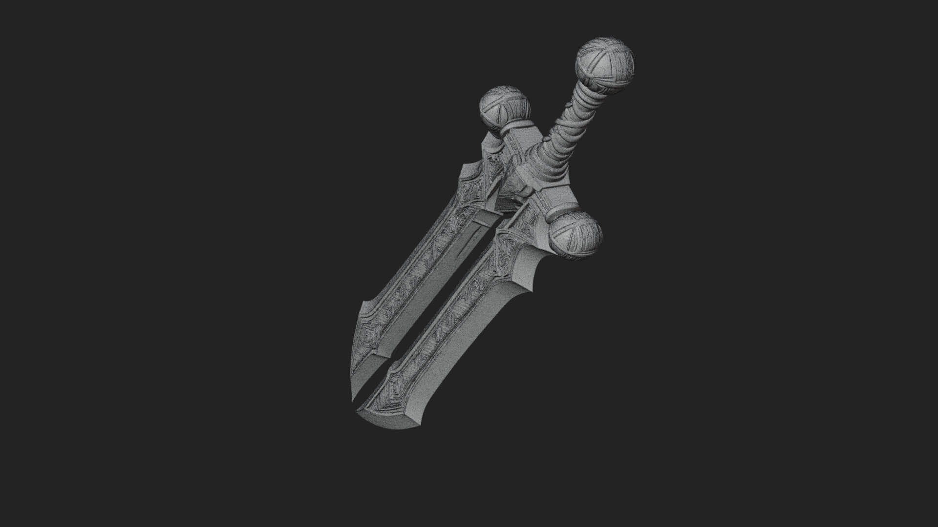 Winged Hilt Longsword Model Design 15 3D Print Model 3D Model
