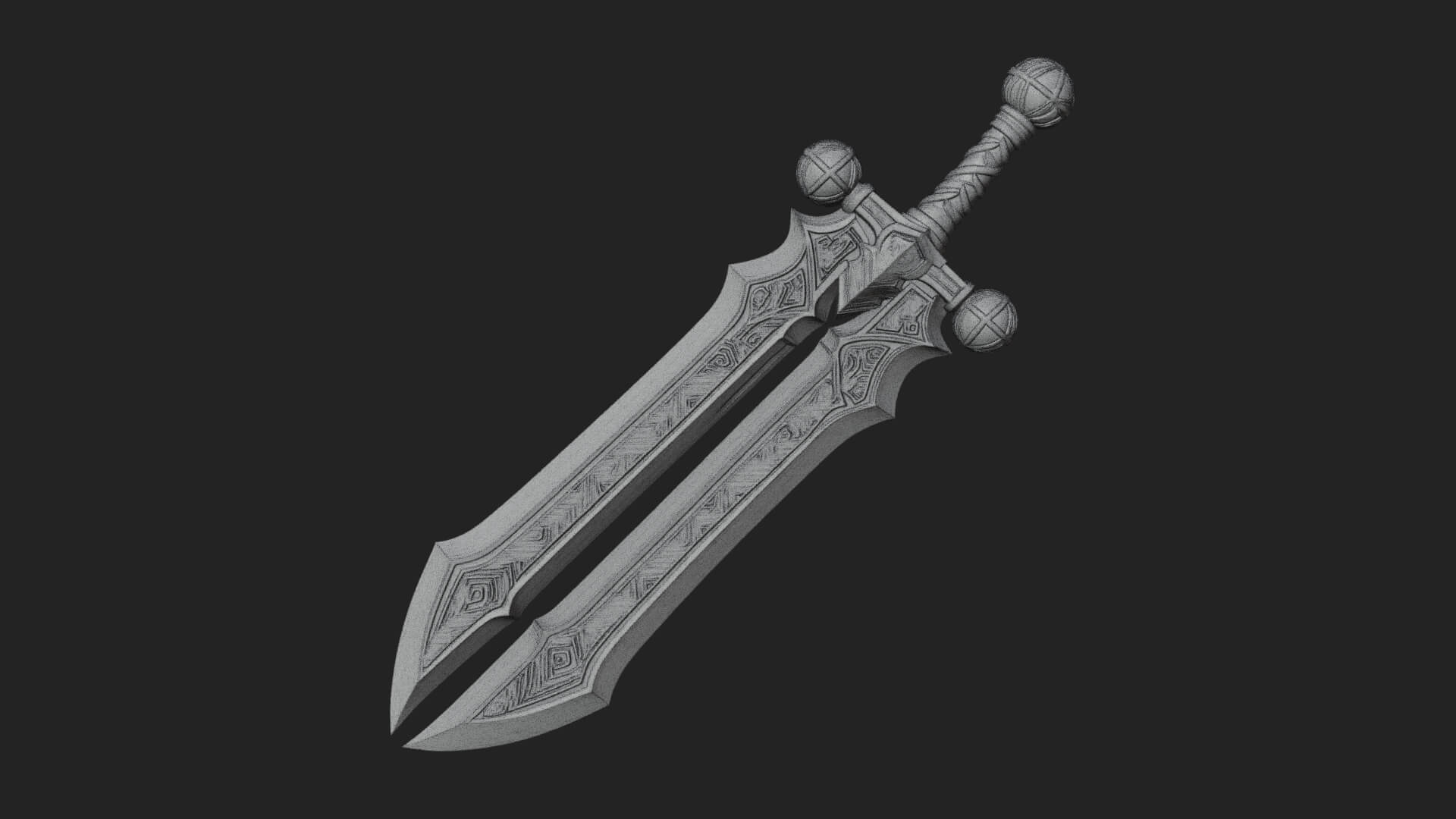 Winged Hilt Longsword Model Design 15 3D Print Model 3D Model